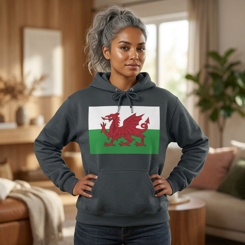 Welsh heritage clothing — red Welsh Dragon hoodie
