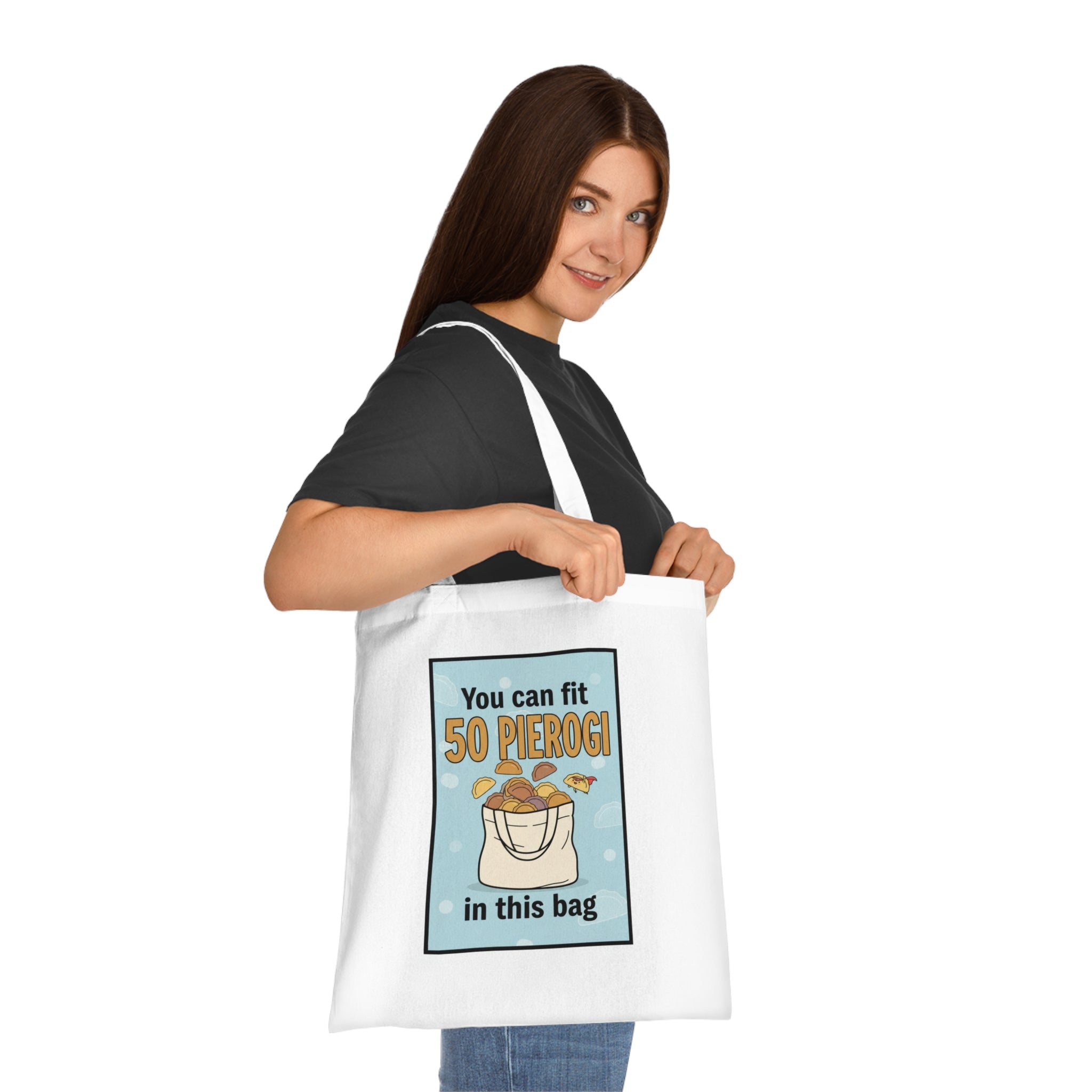 Funny 'You Can Fit 50 Pierogi in This Bag' Cotton Tote — Polish Food Lover Grocery Bag
