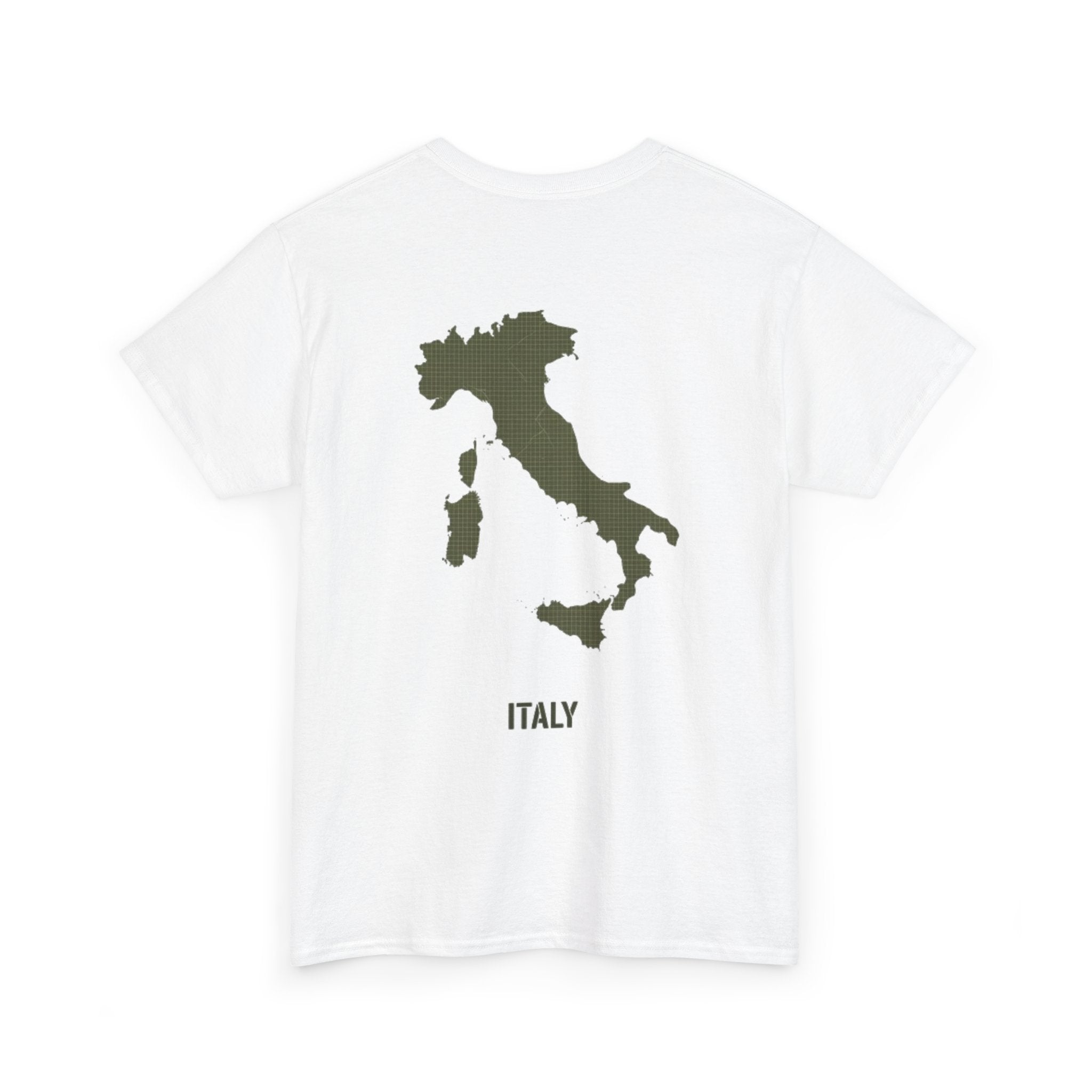 Italy Map T‑Shirt — Minimalist Travel Tee with 'Italy' Text