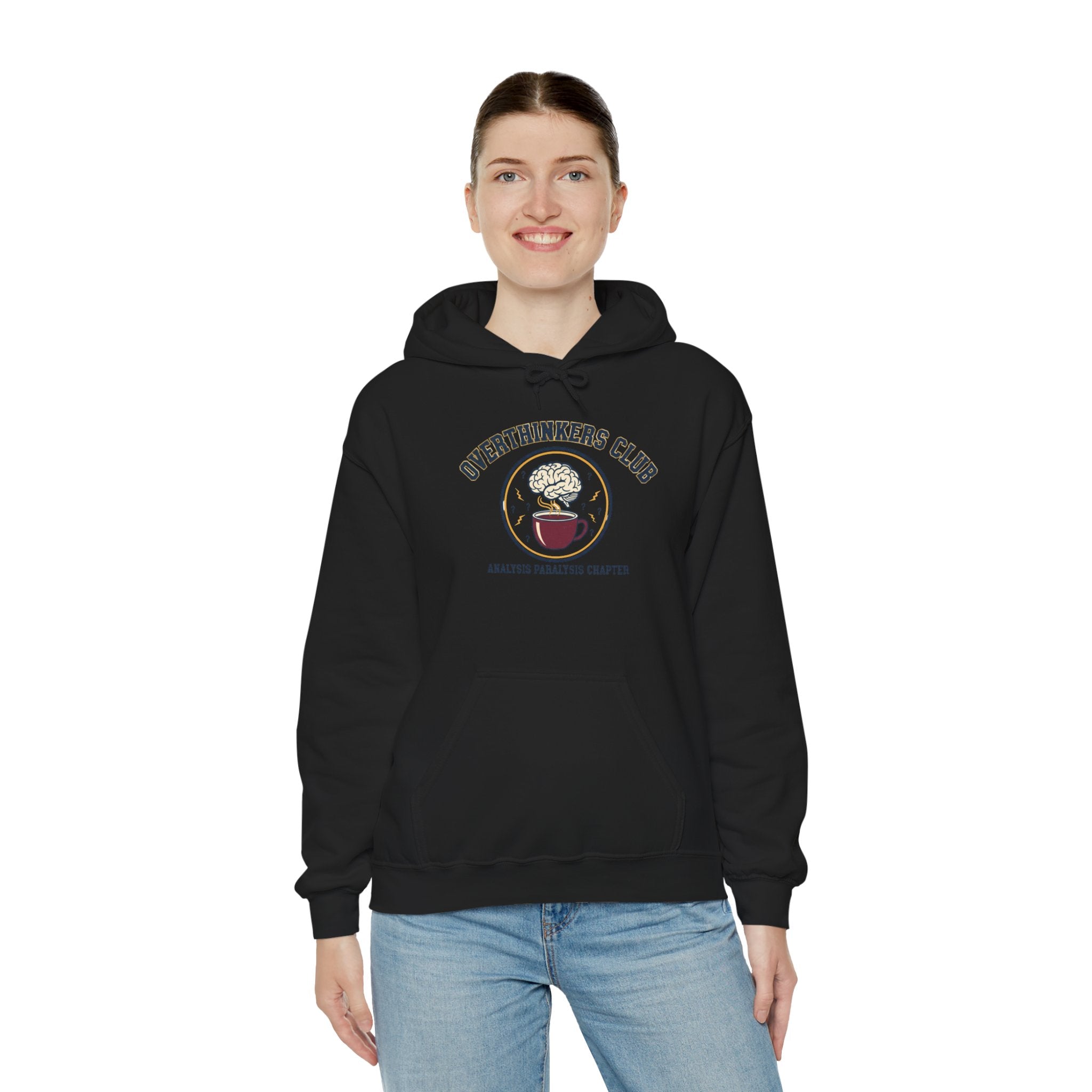 Overthinkers Club Hoodie | varsity style, irony club merch