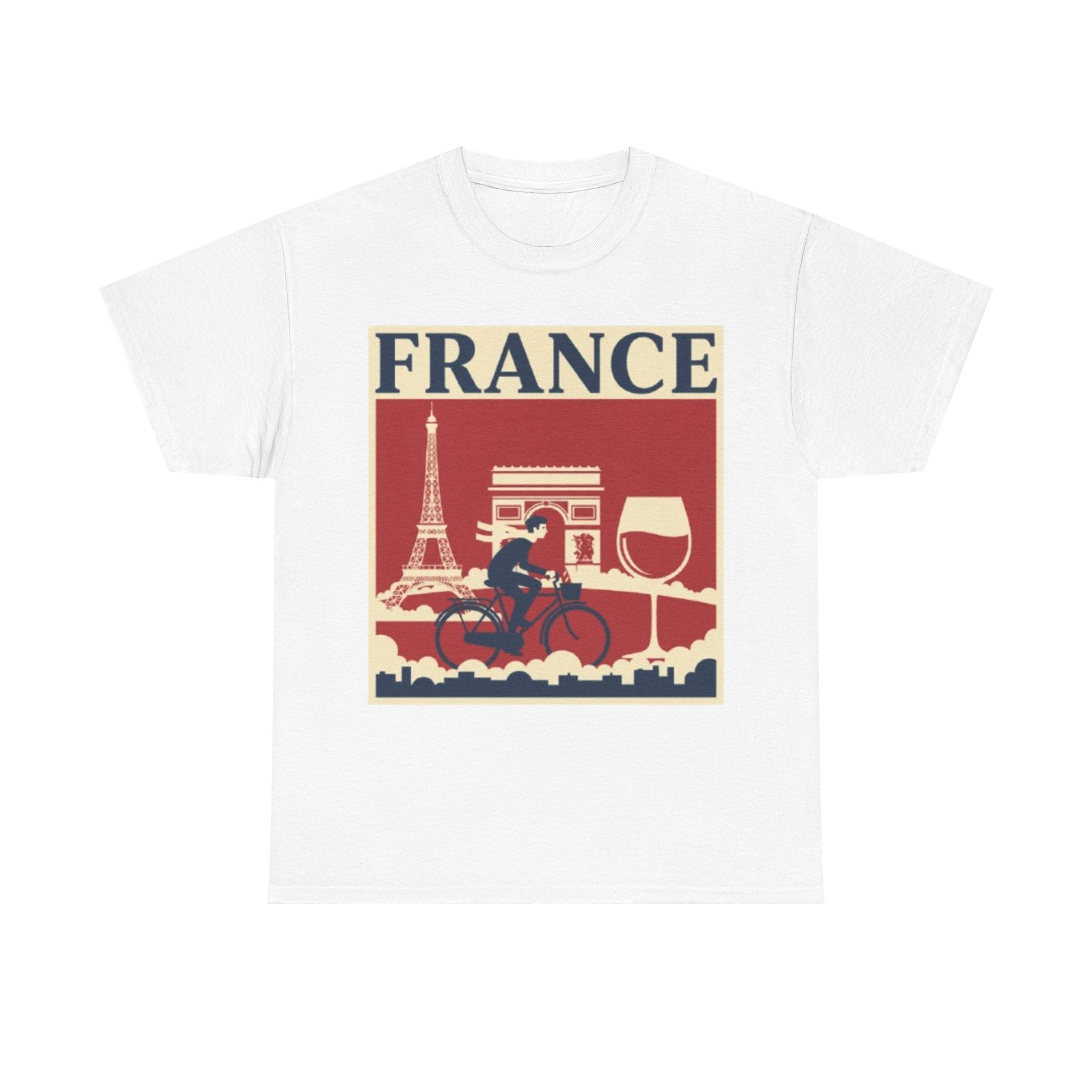 France Vintage Travel Tee — Eiffel Tower, Arc de Triomphe & Wine Graphic T-Shirt