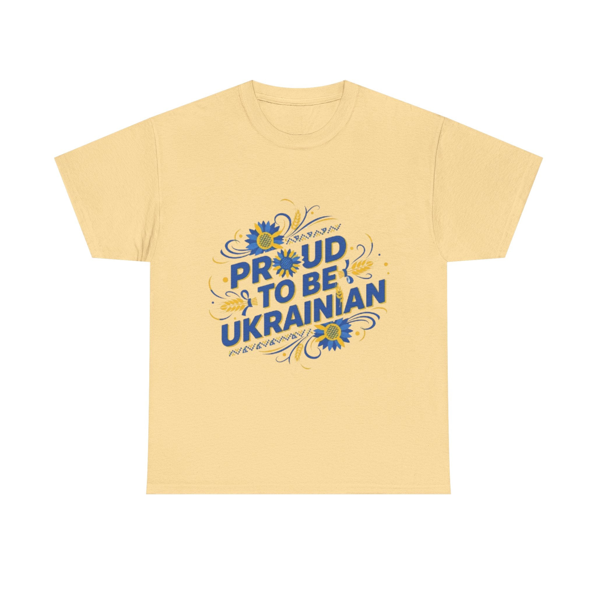 Proud to Be Ukrainian T-Shirt — Blue & Yellow Floral Pride Tee