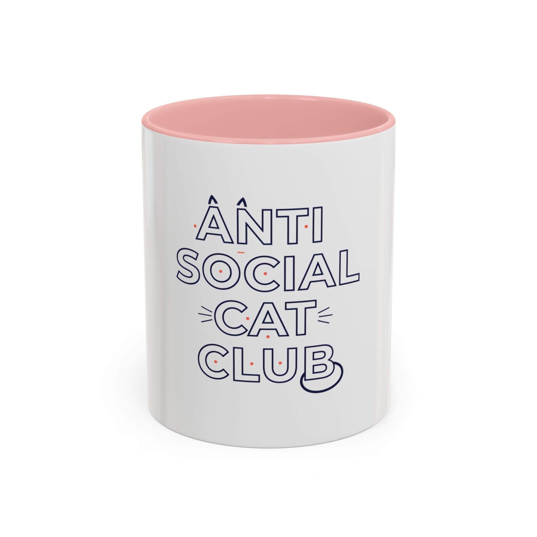 Anti Social Cat Club Accent Coffee Mug – Funny Cat Lover 11/15oz Ceramic Mug