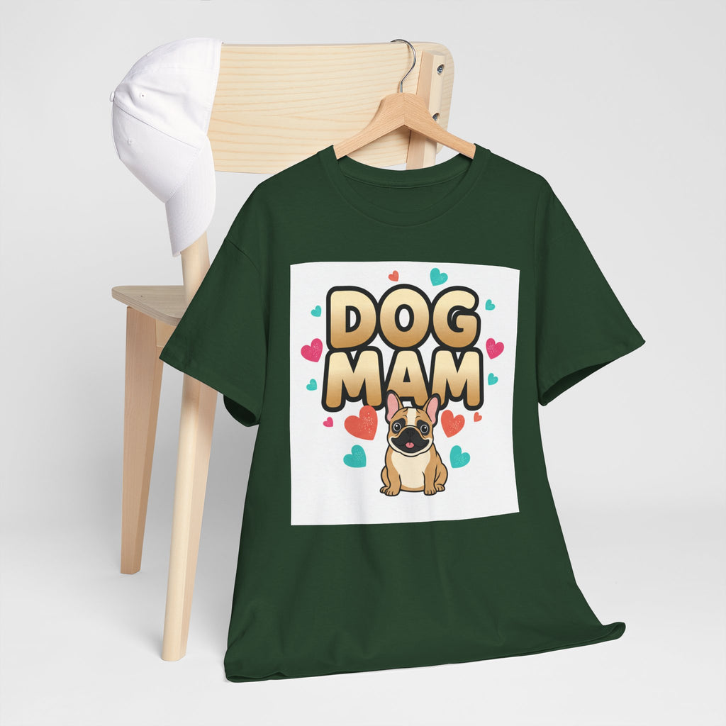 Dog Mom T-Shirt — Cute Pug Design with Hearts, Perfect Gift for Dog Lovers