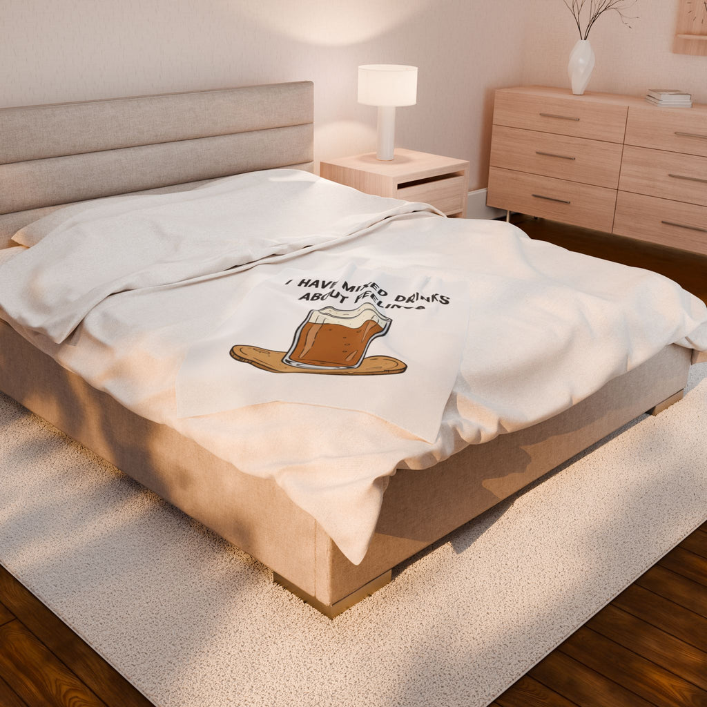 I Have Mixed Drinks About Feelings Velveteen Blanket | sarcastic gratitude, thankful but tired