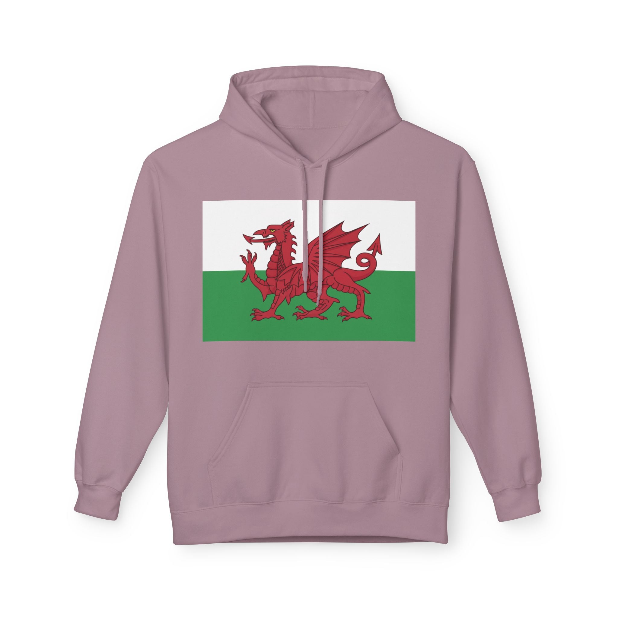 Welsh Dragon Hoodie — Retro Flag Front & Cute Red Dragon Back