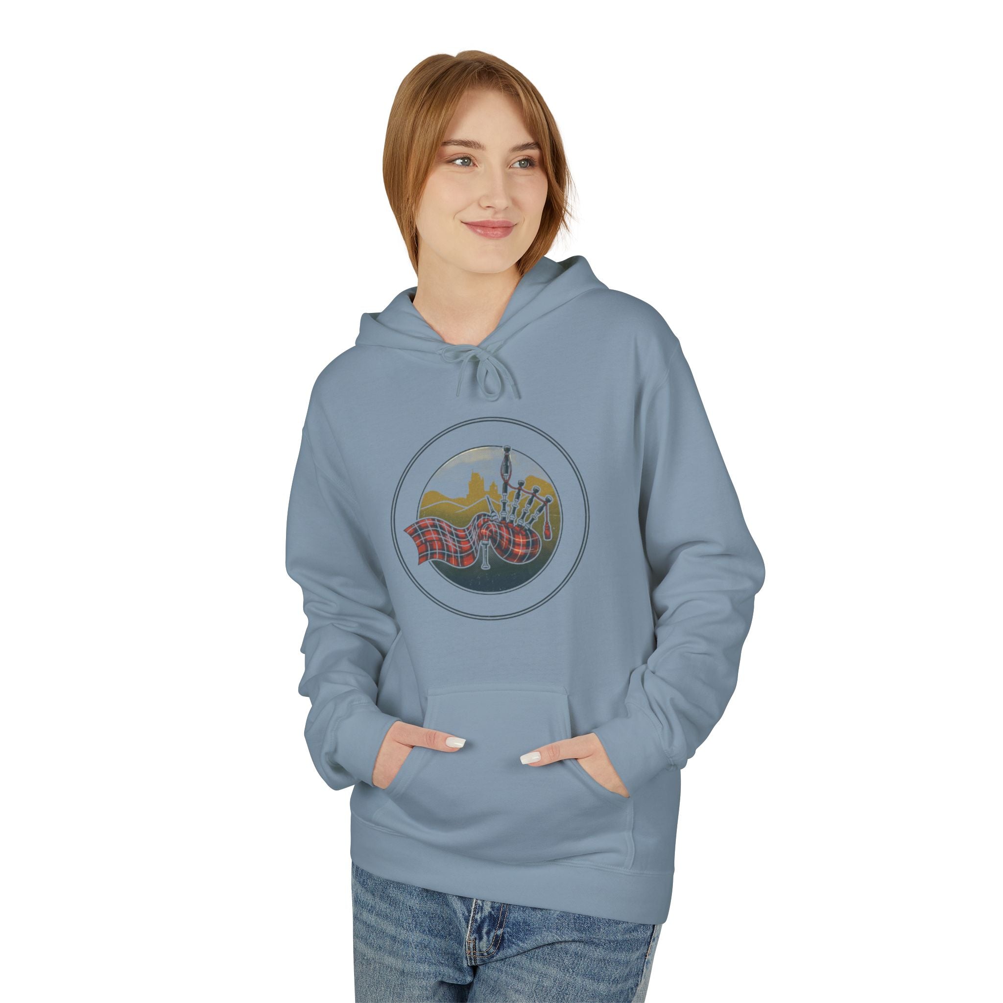 Vintage Mountain Waves Hoodie — Retro Scenic Nature Graphic