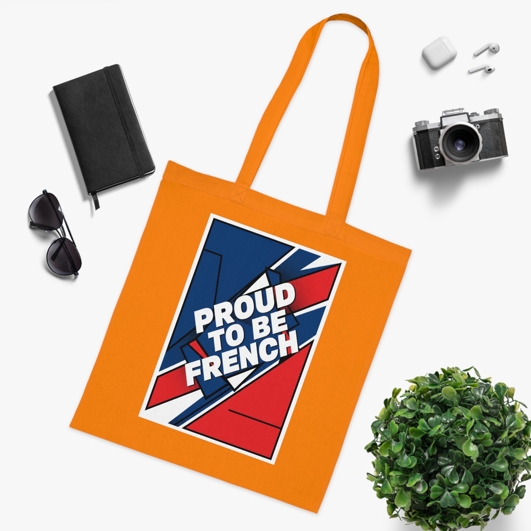 Proud to Be French Cotton Tote Bag — Blue & Red Patriotic Market Bag