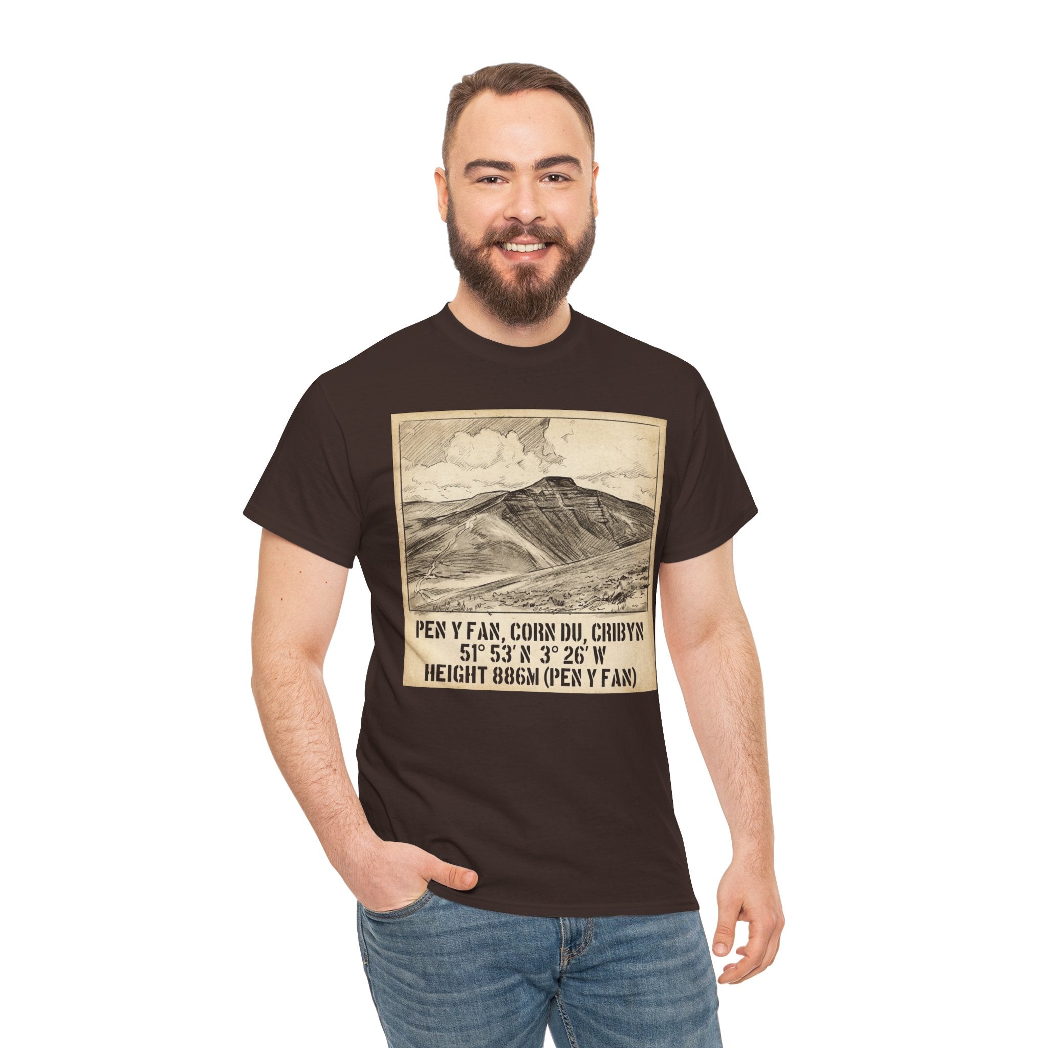 Pen y Fan Summit Coordinates T-Shirt — Vintage Mountain Peak Tee