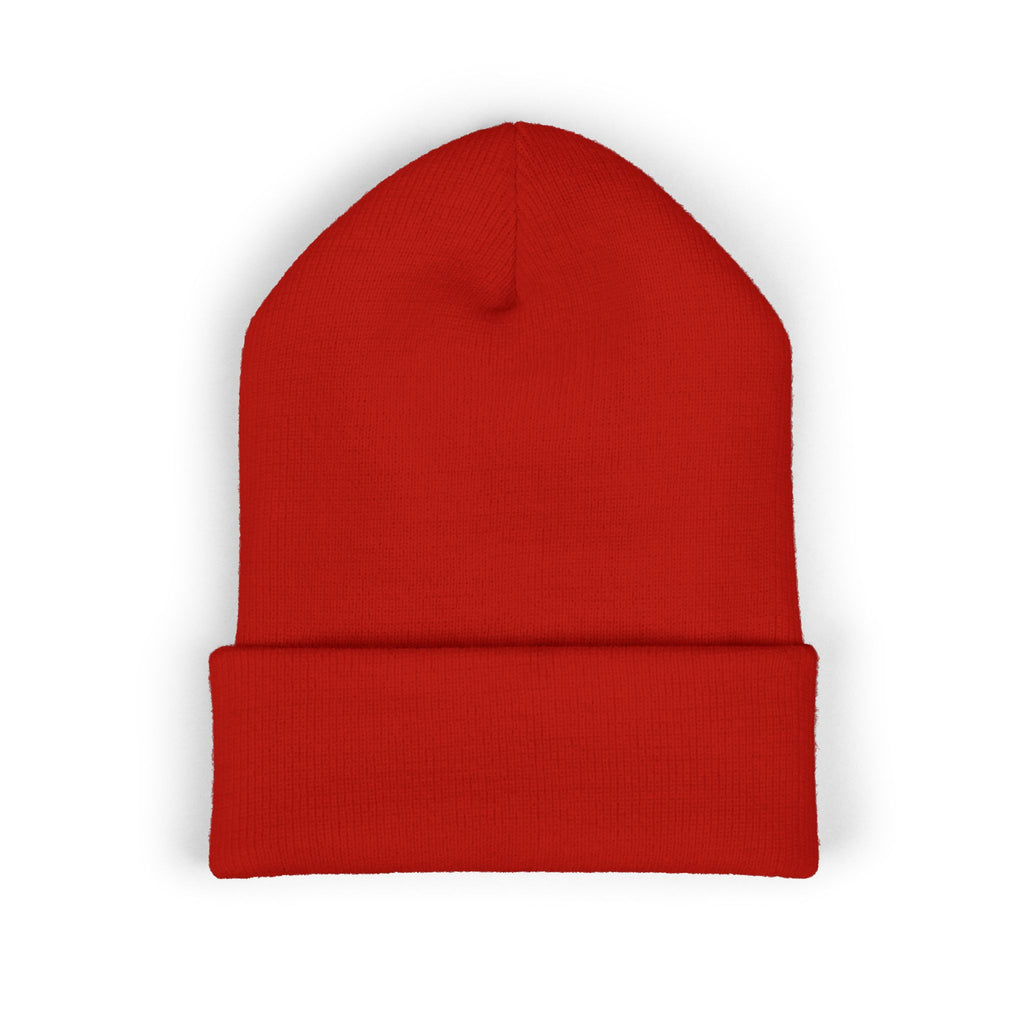 Embroidered 'Gallus' Classic Cuffed Beanie - Red Winter Knit Hat