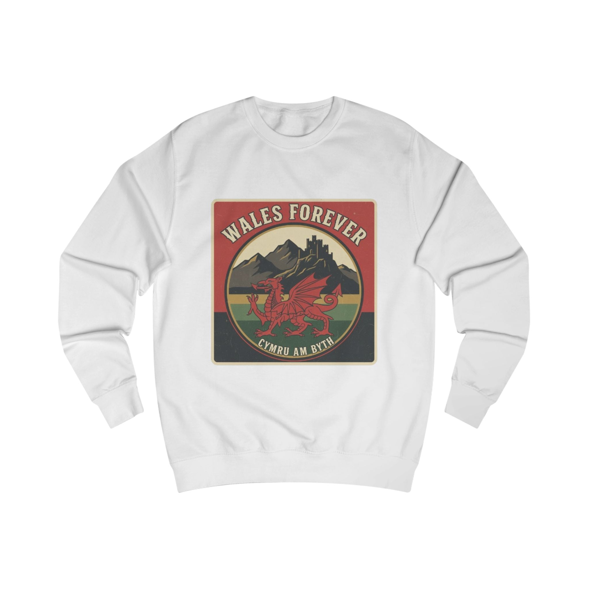 Wales Forever Sweatshirt — Welsh Dragon Vintage Mountain Crewneck