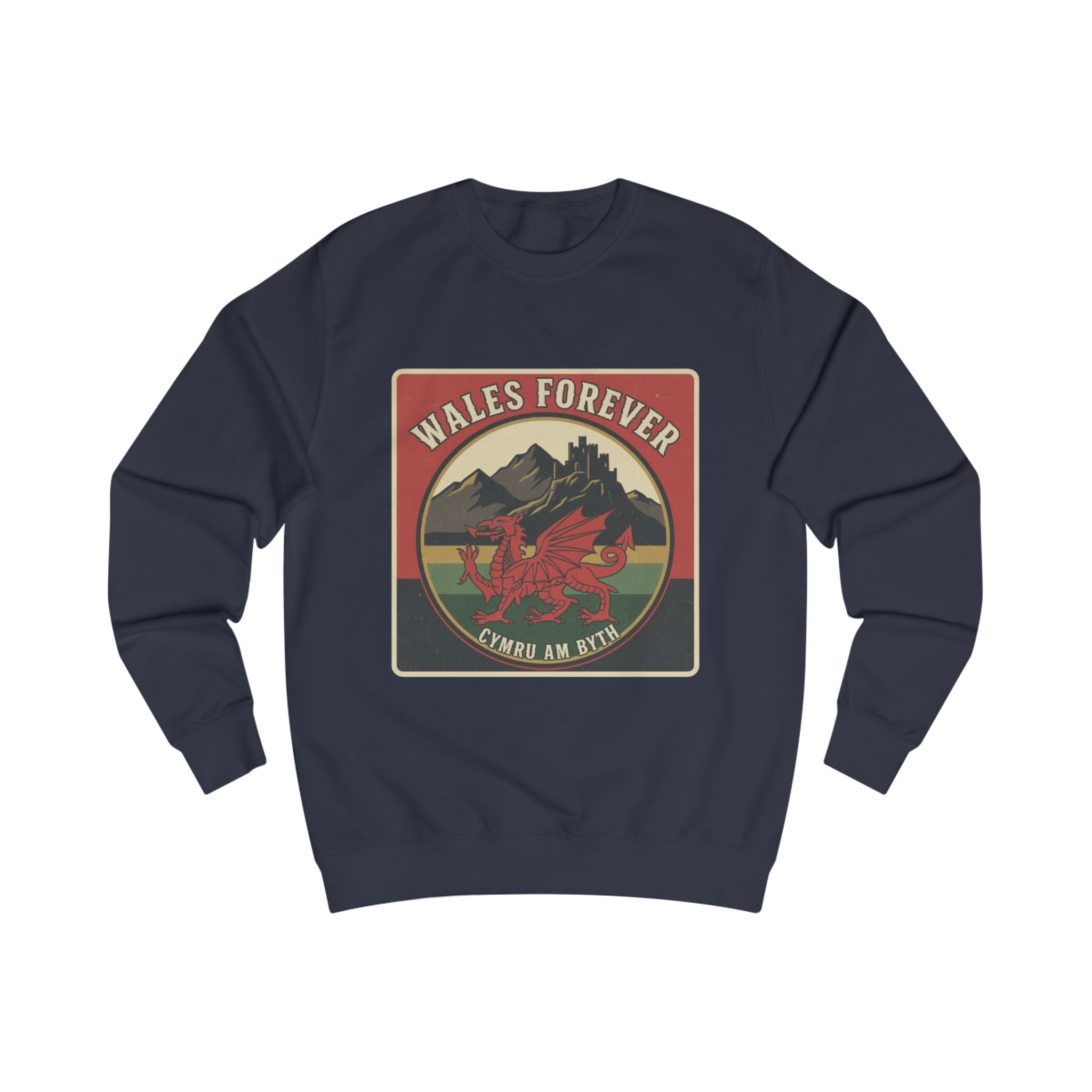 Wales Forever Sweatshirt — Welsh Dragon Vintage Mountain Crewneck