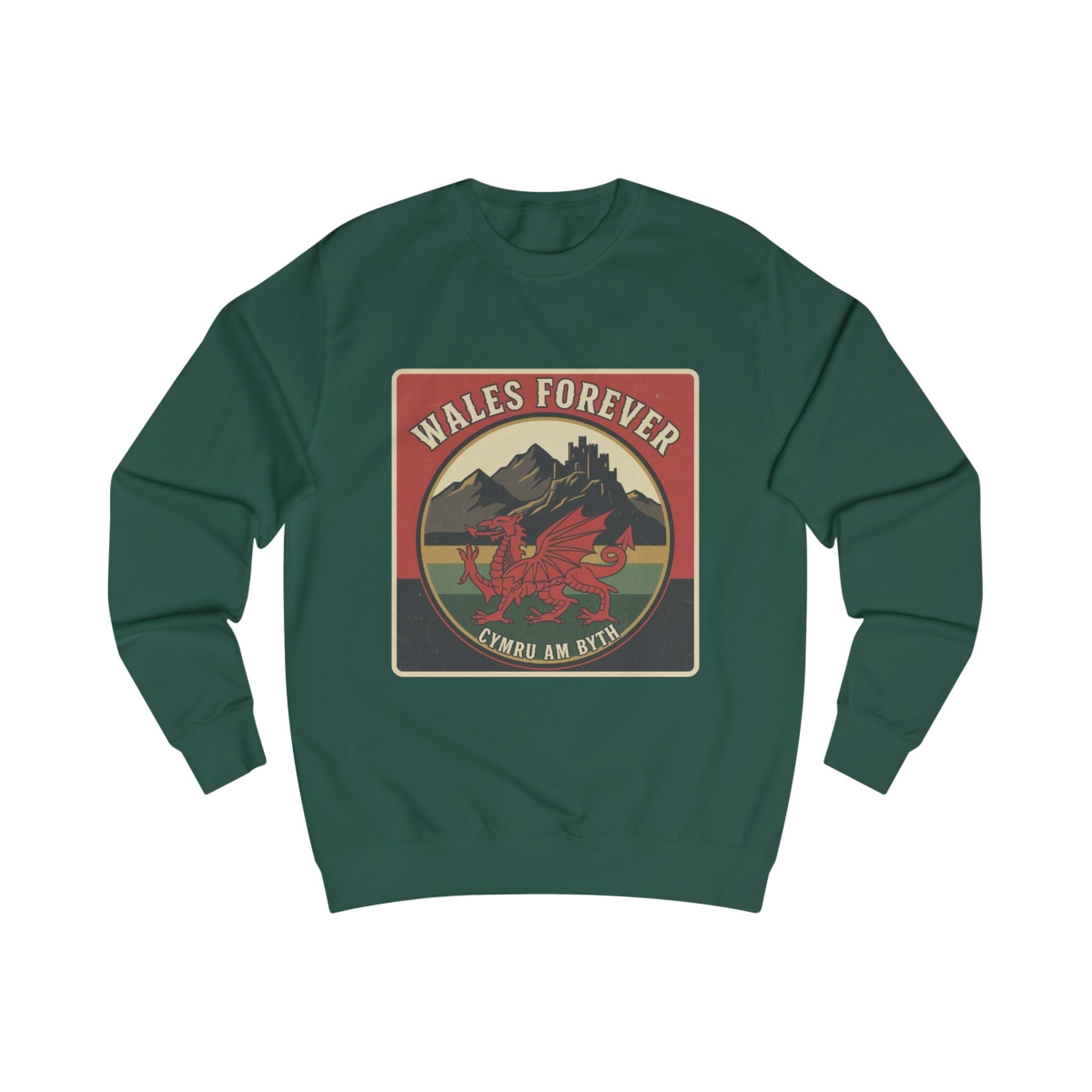 Wales Forever Sweatshirt — Welsh Dragon Vintage Mountain Crewneck