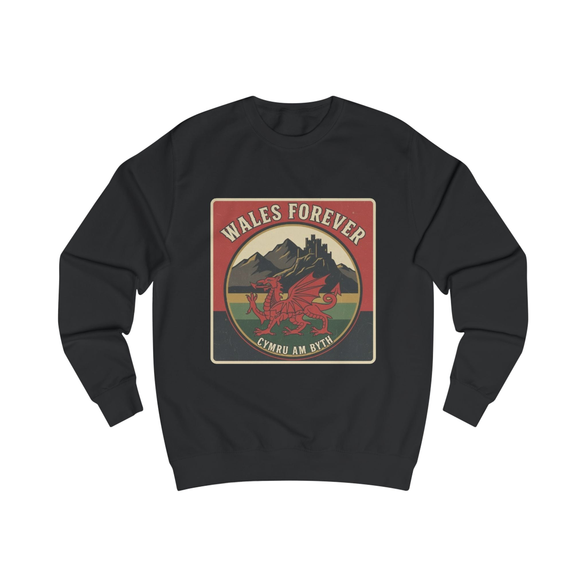 Wales Forever Sweatshirt — Welsh Dragon Vintage Mountain Crewneck
