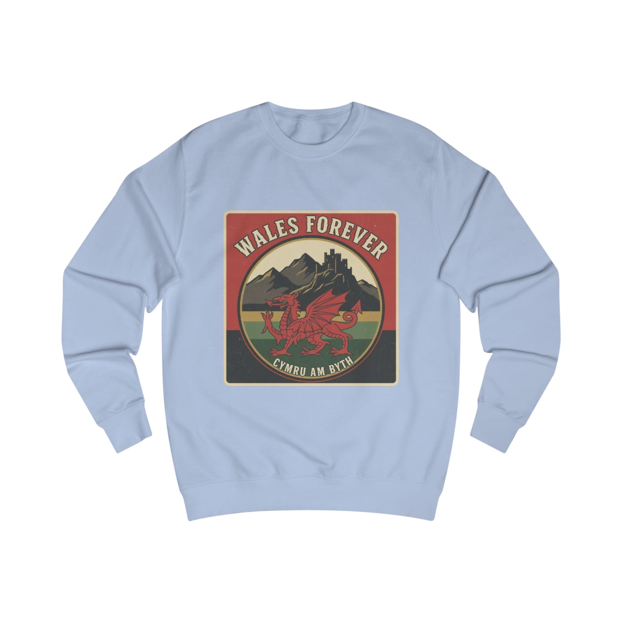 Wales Forever Sweatshirt — Welsh Dragon Vintage Mountain Crewneck