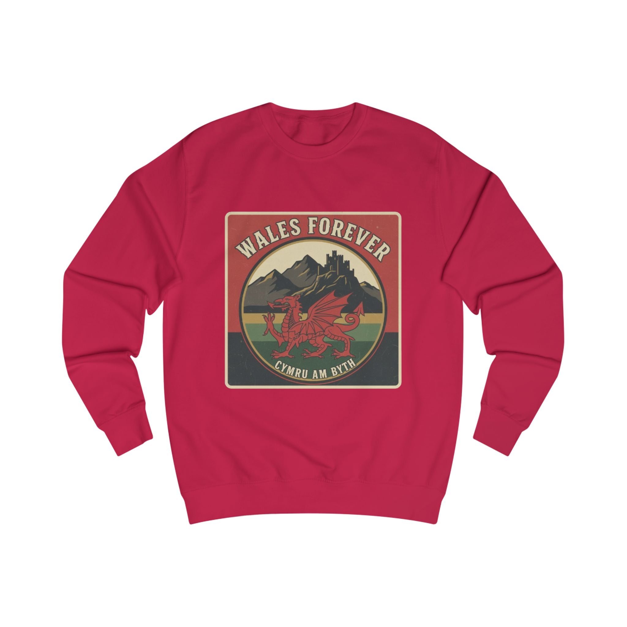 Wales Forever Sweatshirt — Welsh Dragon Vintage Mountain Crewneck