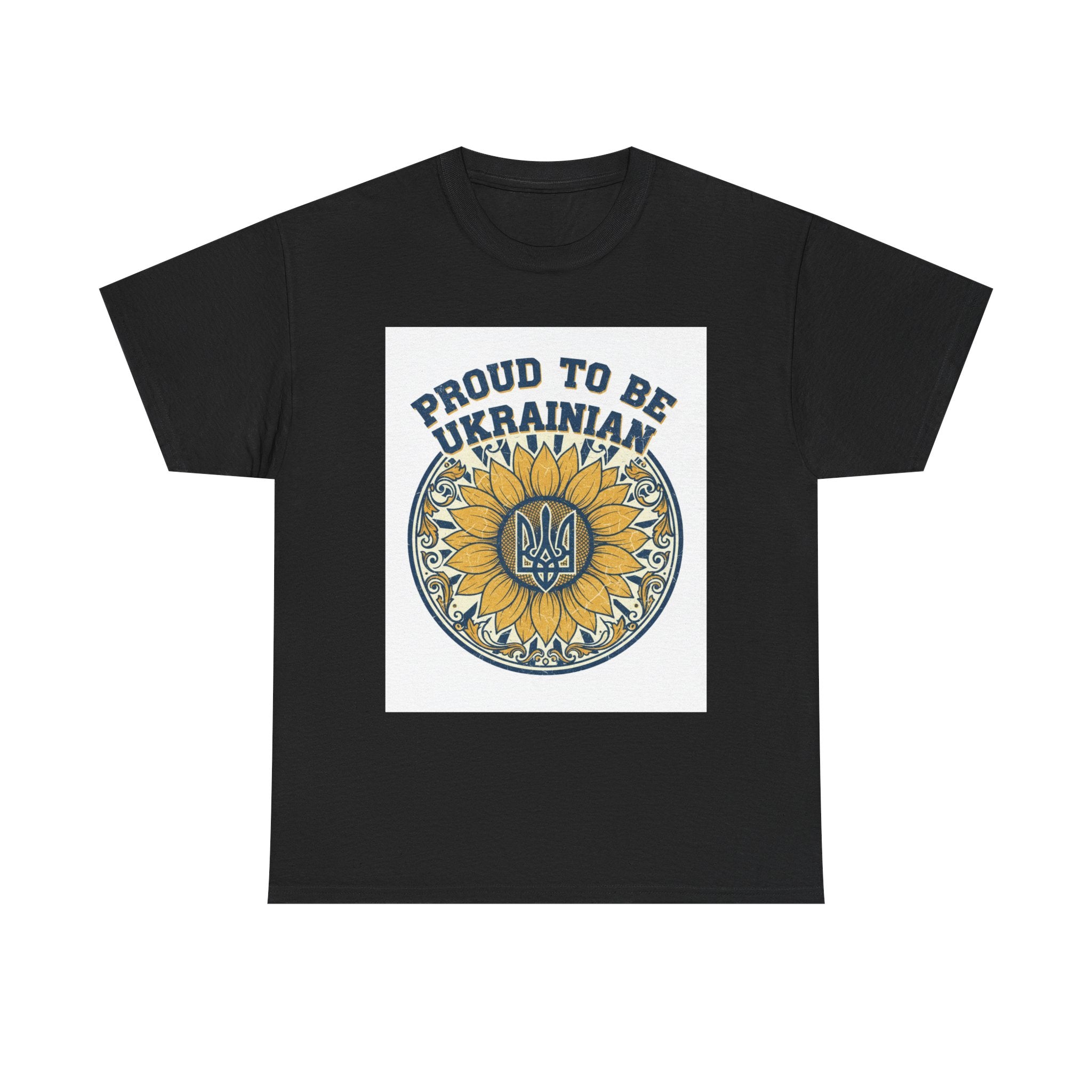 Proud to Be Ukrainian T-Shirt — Sunflower & Trident Pride Tee