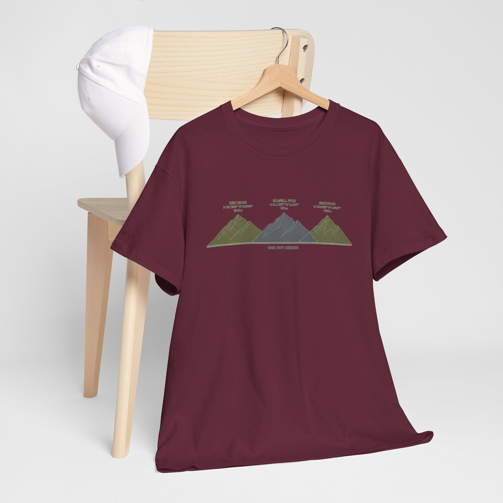 Three Peaks Challenge Graphic T-Shirt — Retro UK Mountain Hiking Tee