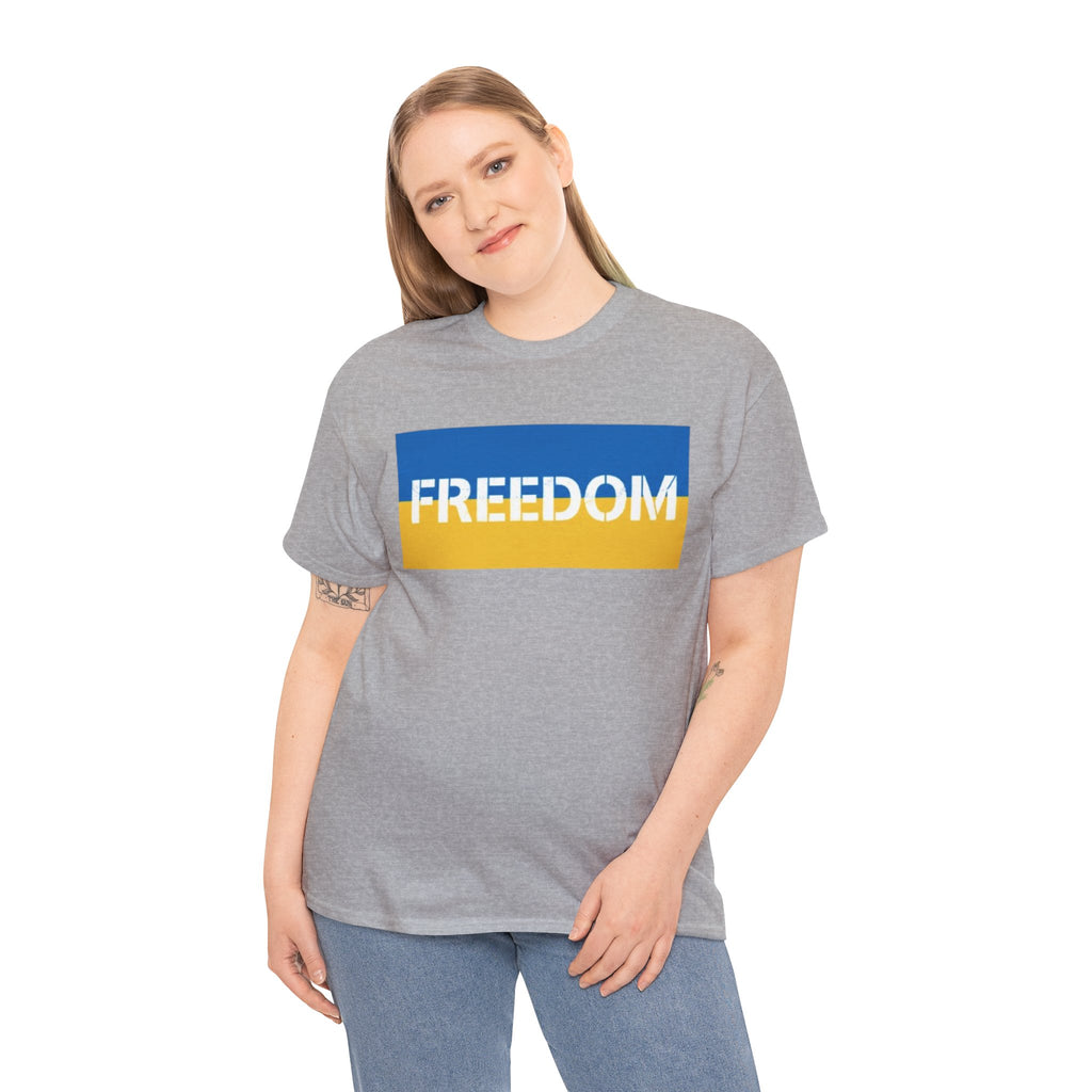 Freedom Flag T‑Shirt — Blue & Yellow Freedom Graphic Tee