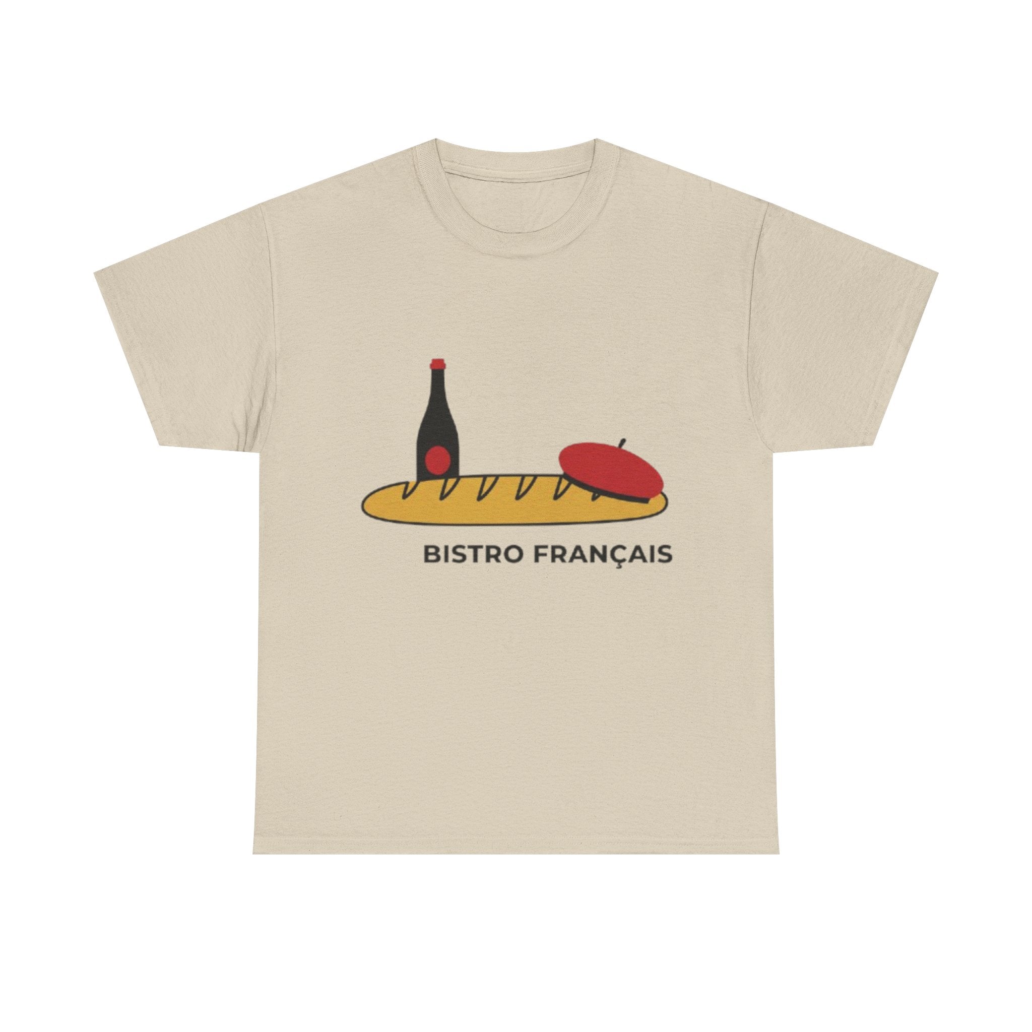 French Bistro Tee — 'Bistro Français' Bread, Wine & Beret Graphic Shirt