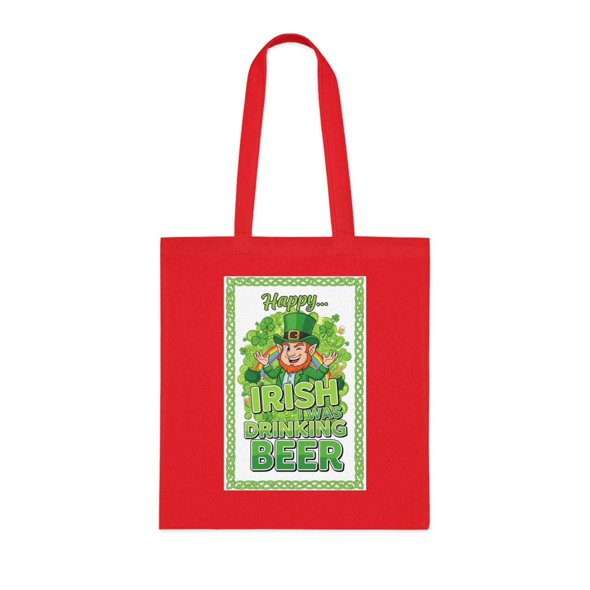 St. Patrick’s Day Irish Drinking Beer Cotton Tote - Leprechaun Shamrock Grocery Bag