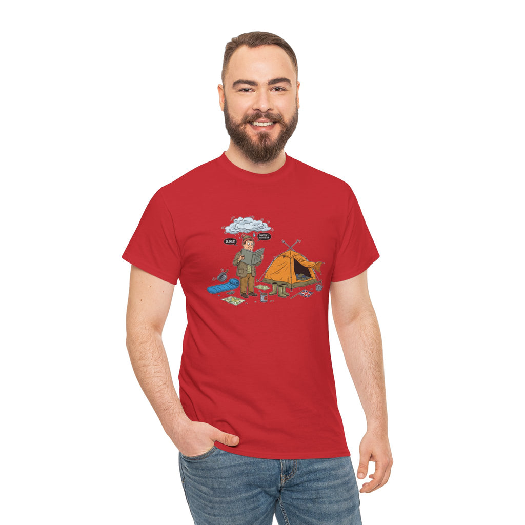 Retro Mountain Camping Graphic T-Shirt — Vintage Campfire Adventure Tee
