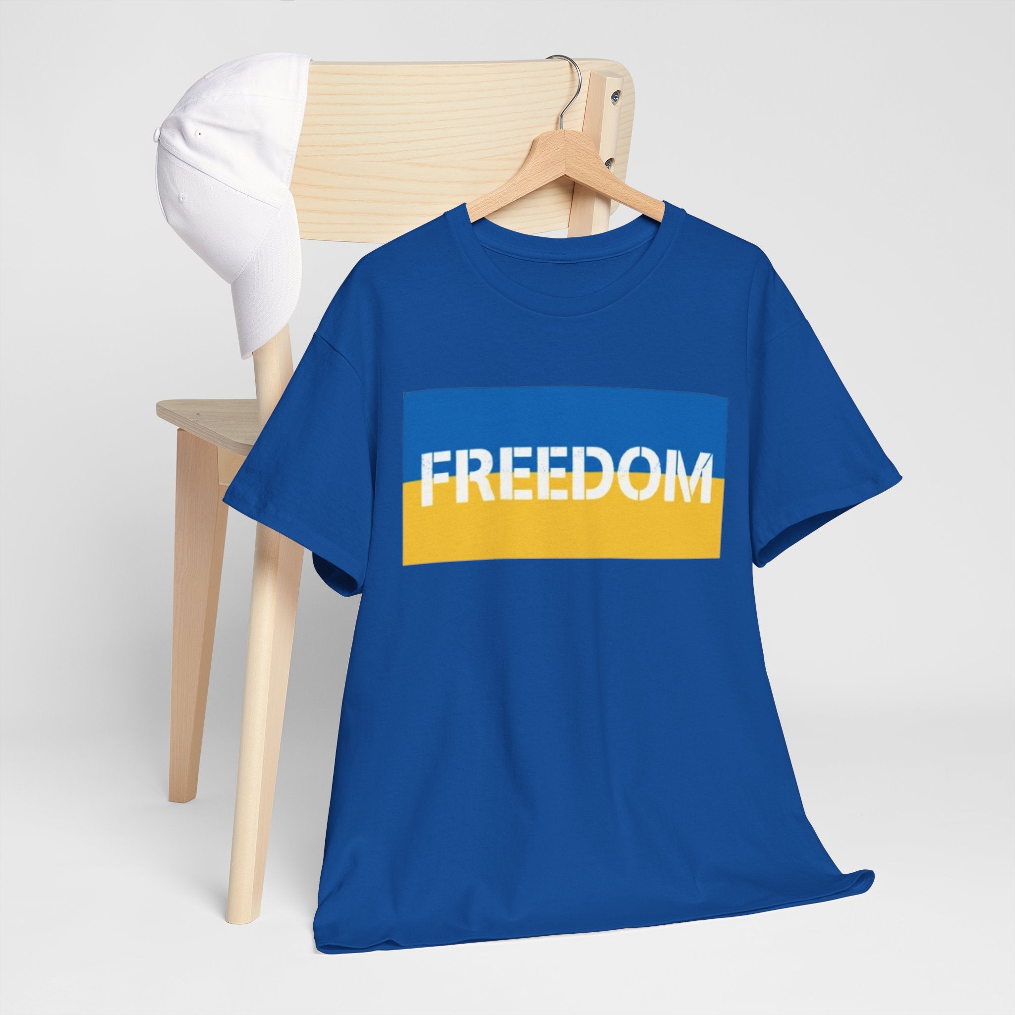 Freedom Flag T‑Shirt — Blue & Yellow Freedom Graphic Tee