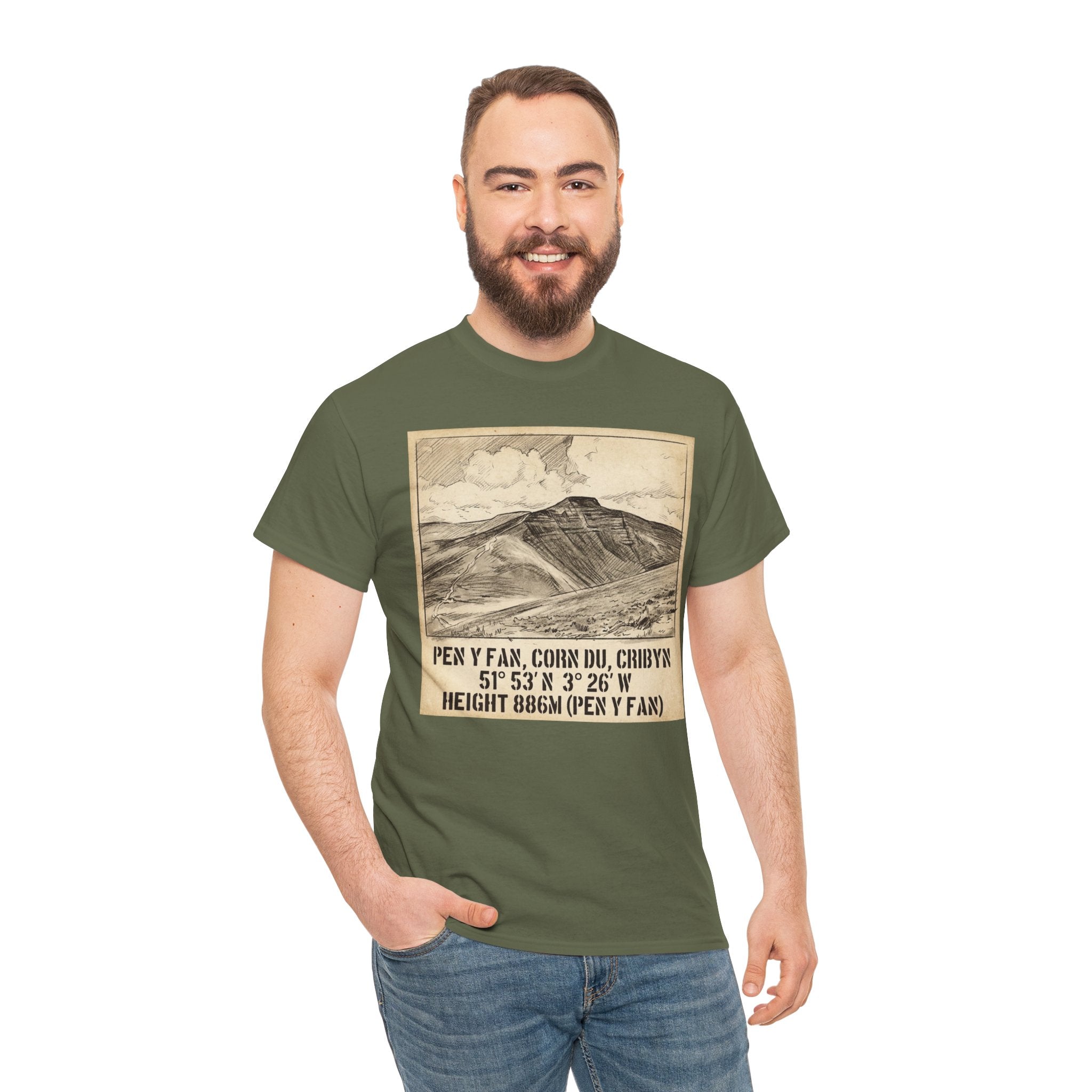 Pen y Fan Summit Coordinates T-Shirt — Vintage Mountain Peak Tee
