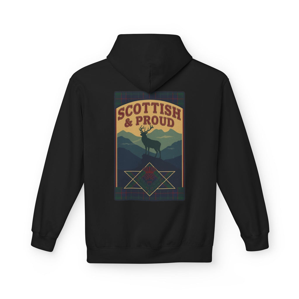 Scottish Hoodie — "Scottish & Proud" Vintage Stag Graphic Pullover