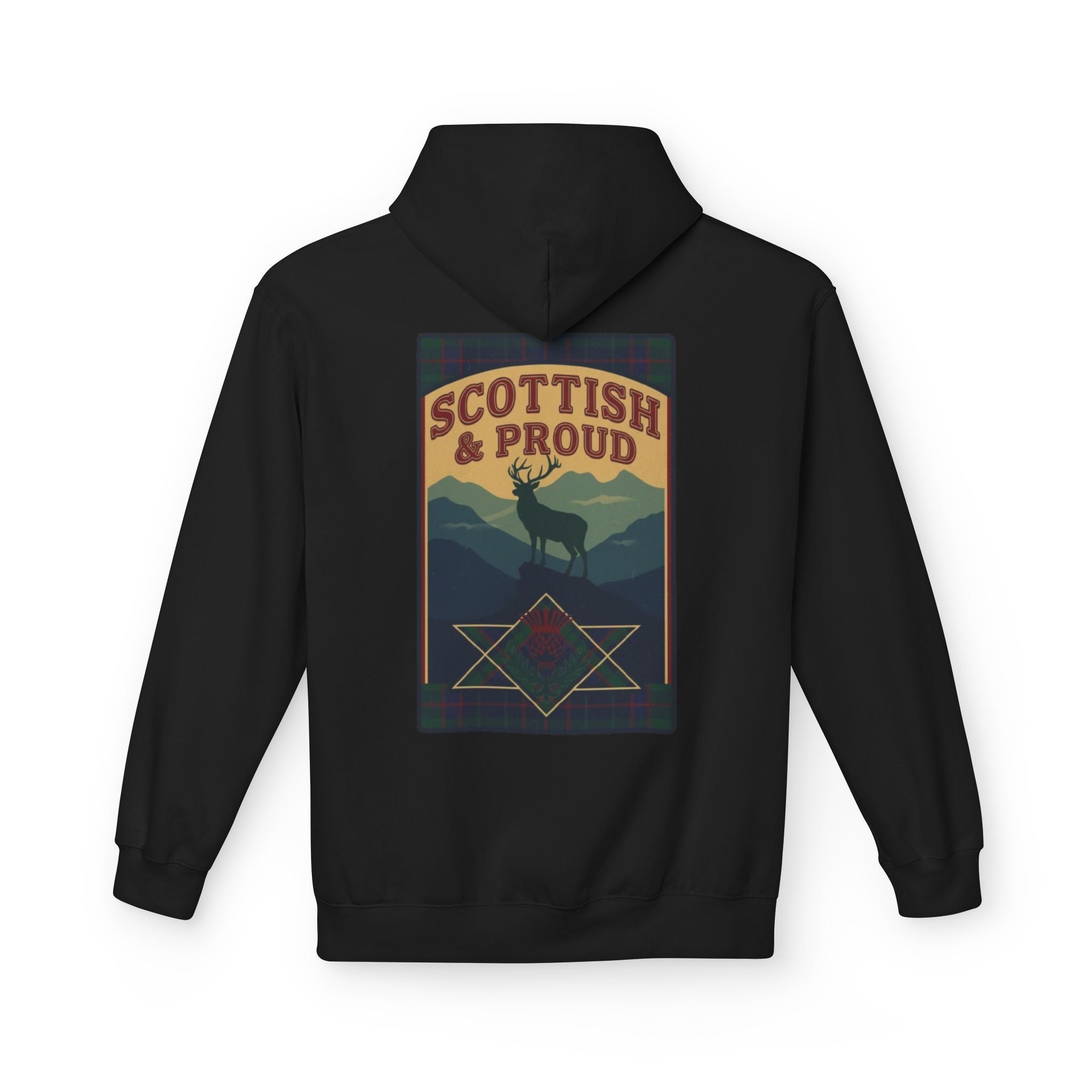 Scottish Hoodie — "Scottish & Proud" Vintage Stag Graphic Pullover