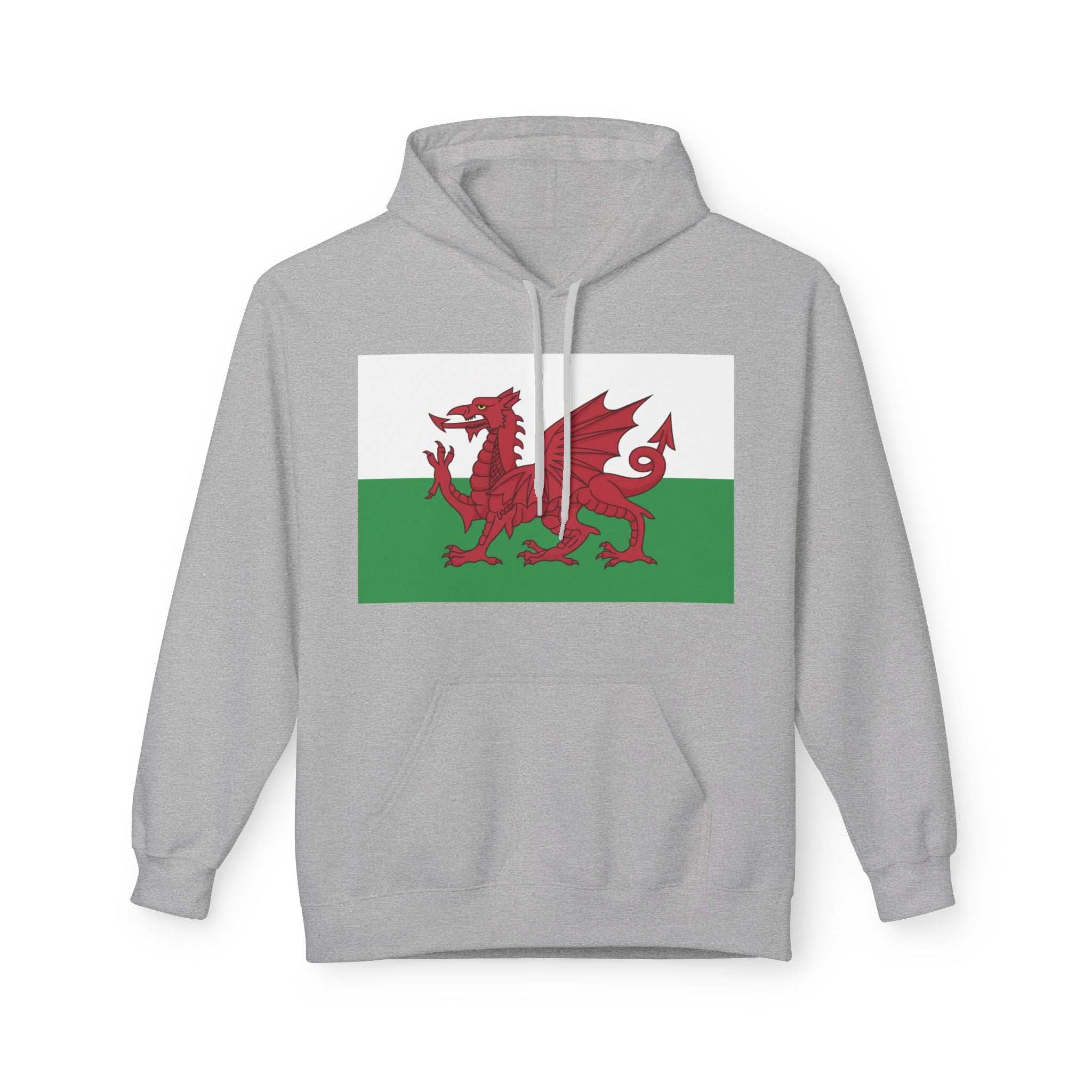 Welsh Dragon Hoodie — Retro Flag Front & Cute Red Dragon Back