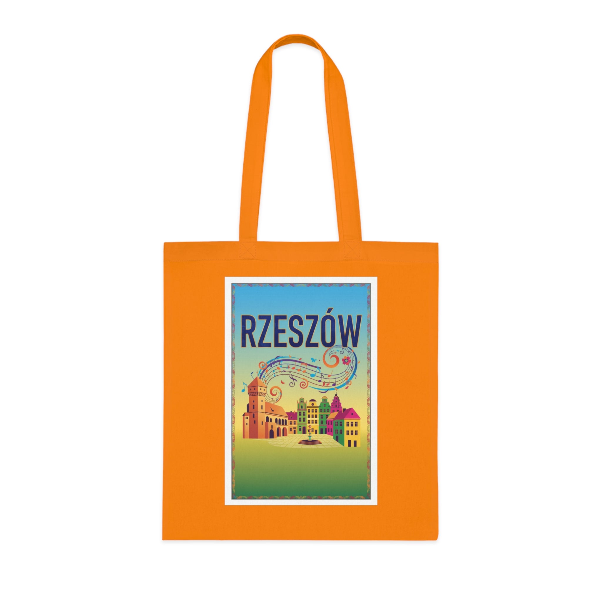 Rzeszów Vintage Travel Cotton Tote Bag — Colorful Cityscape Market Bag