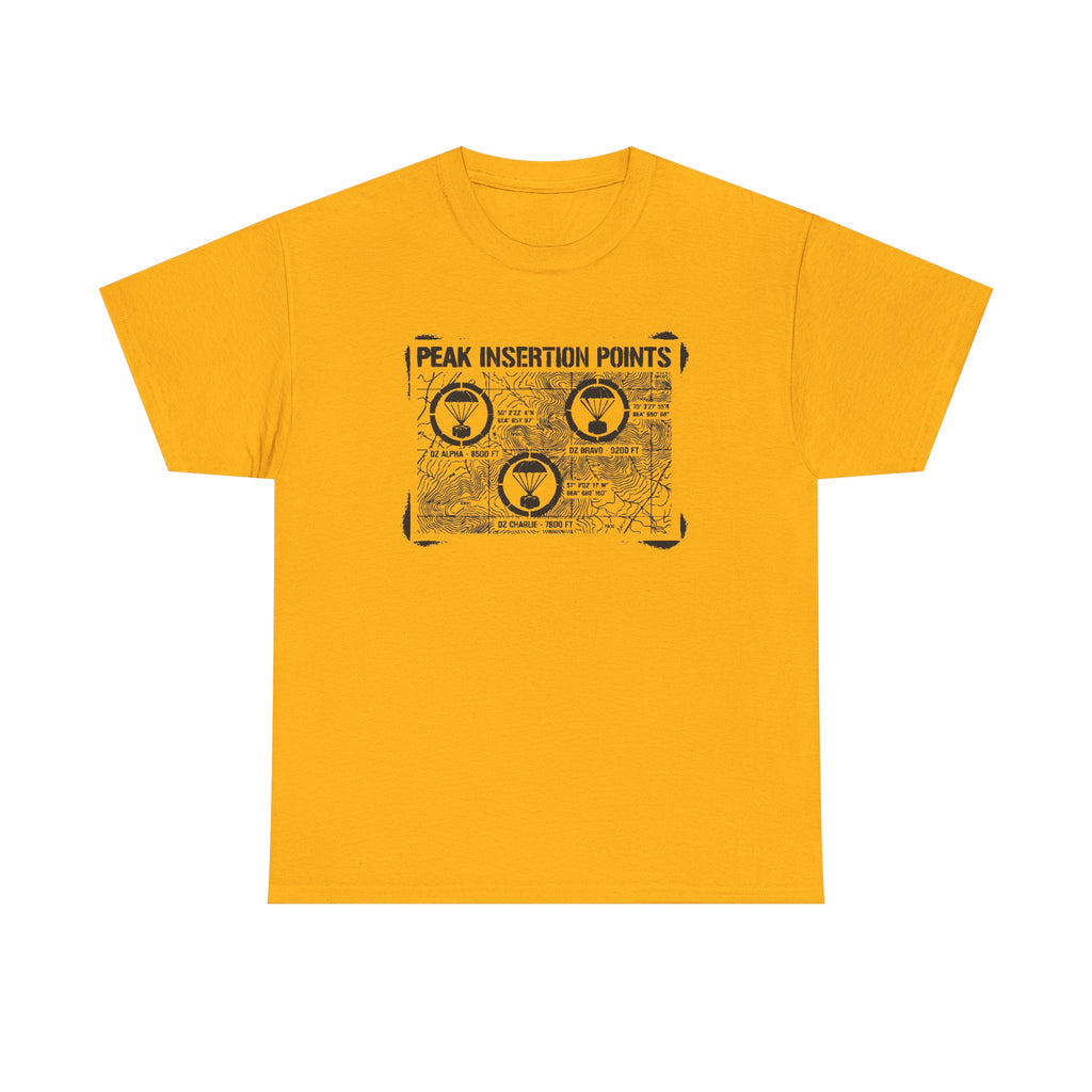 Retro Mountain Schematic Graphic T-Shirt — Technical Diagram Hiking Tee