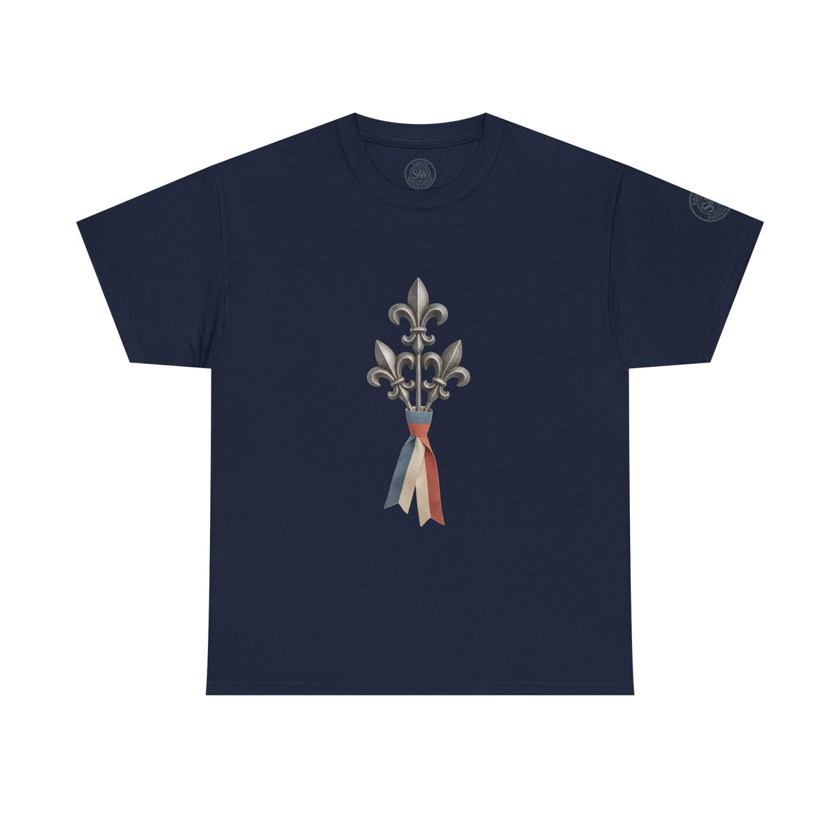 French Fleur-de-Lis T-Shirt — Heritage Ribbon Crest Tee — product image 11