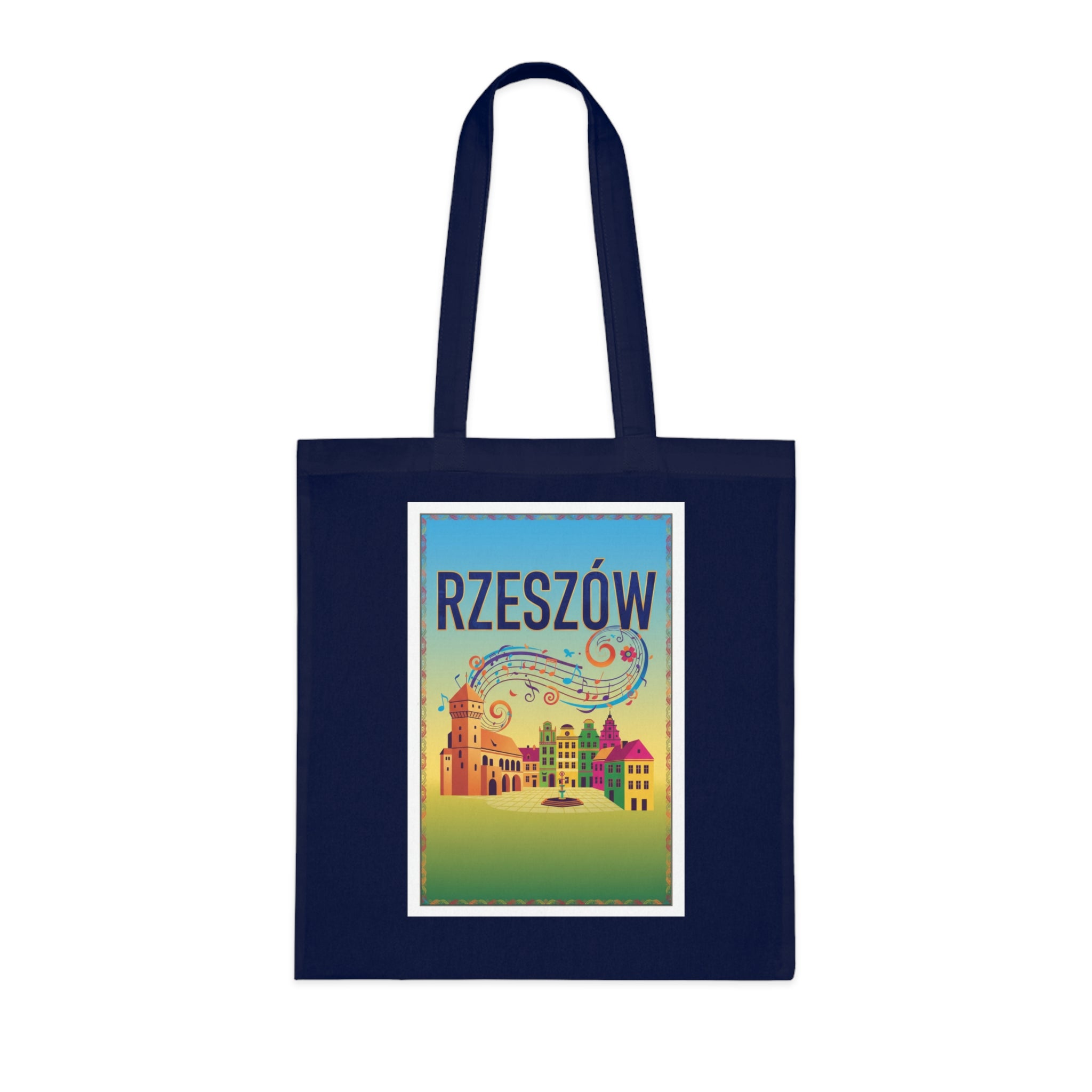 Rzeszów Vintage Travel Cotton Tote Bag — Colorful Cityscape Market Bag