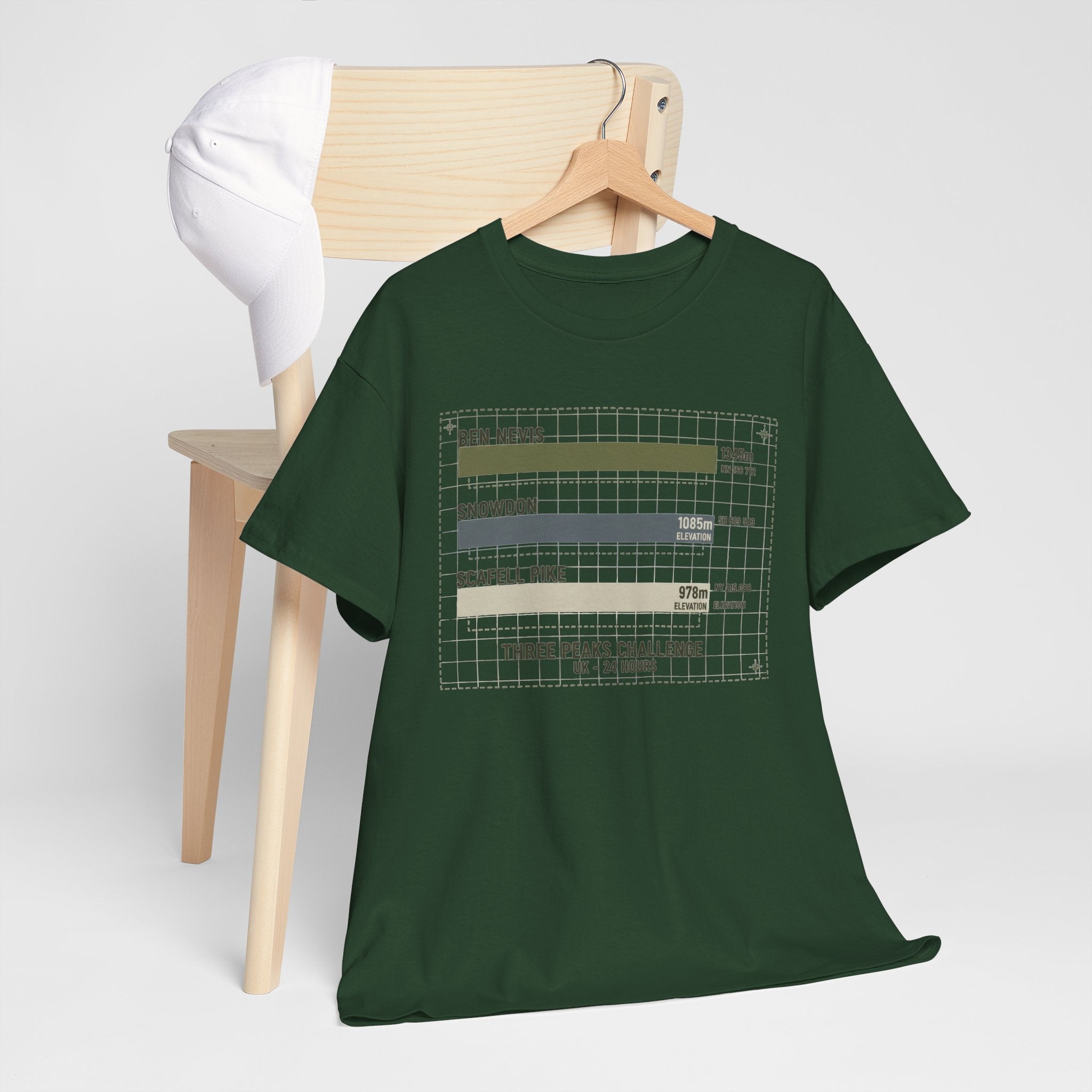 Three Peaks Challenge Graphic T-Shirt — Retro UK Mountain Hiking Tee