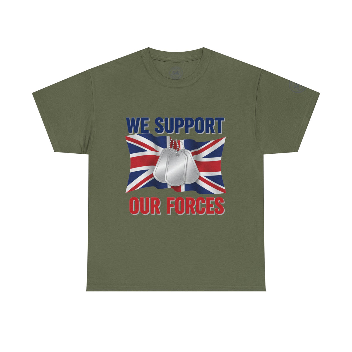 Support Our Forces T-Shirt — Union Jack & Dog Tags Military Tee — product image 7
