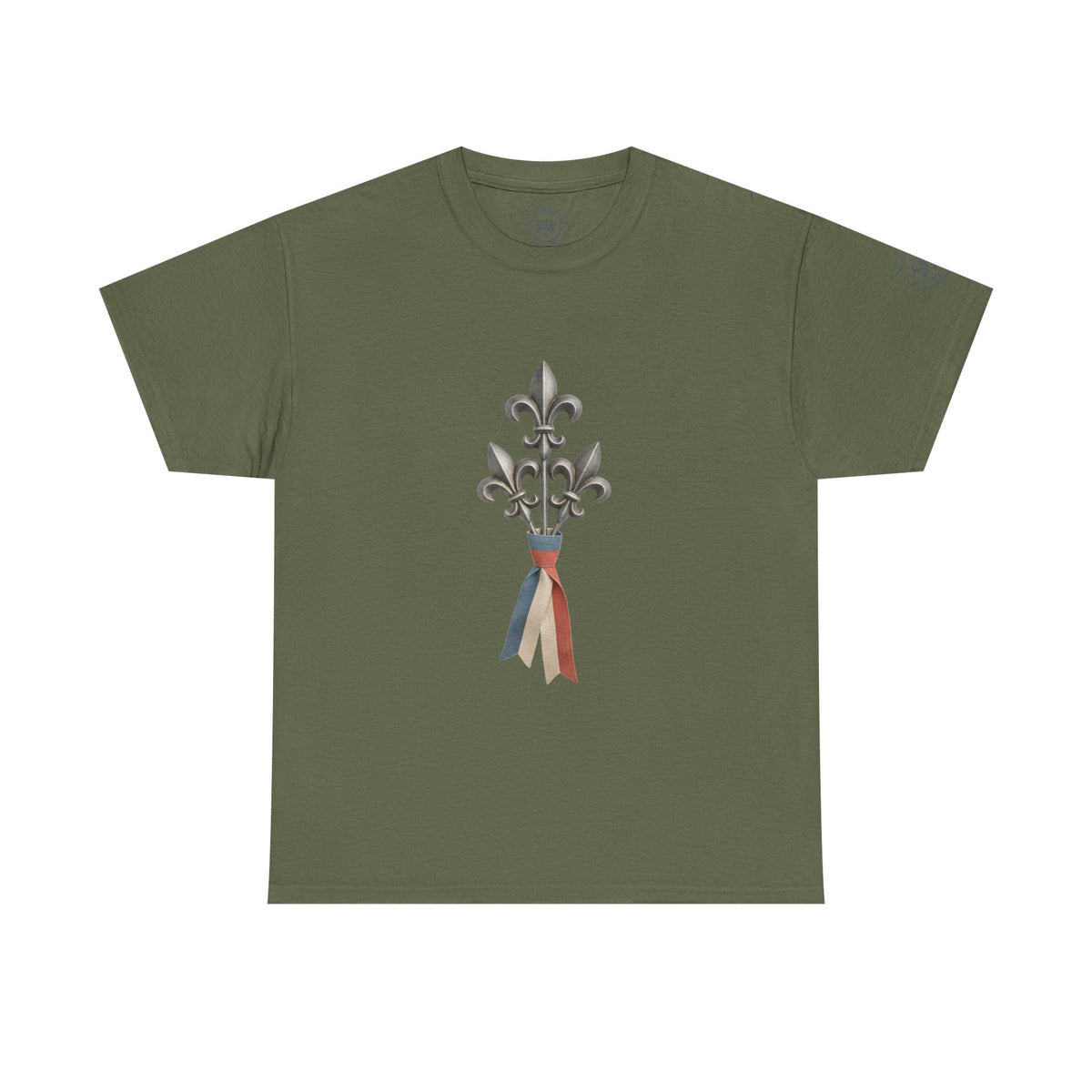 French Fleur-de-Lis T-Shirt — Heritage Ribbon Crest Tee — product image 7