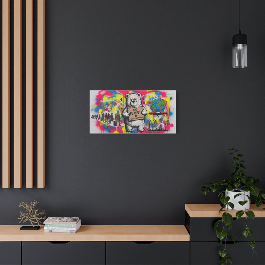 No Planet B Polar Bear Matte Canvas Wall Art — Climate Justice Stretched Canvas
