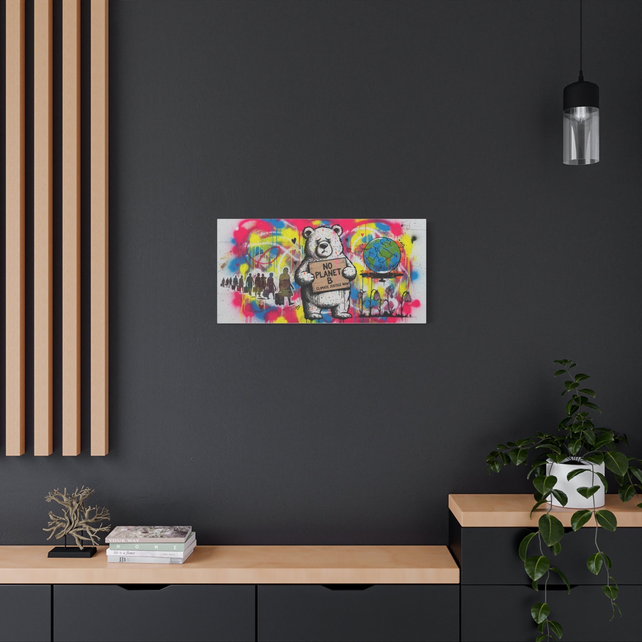No Planet B Polar Bear Matte Canvas Wall Art — Climate Justice Stretched Canvas