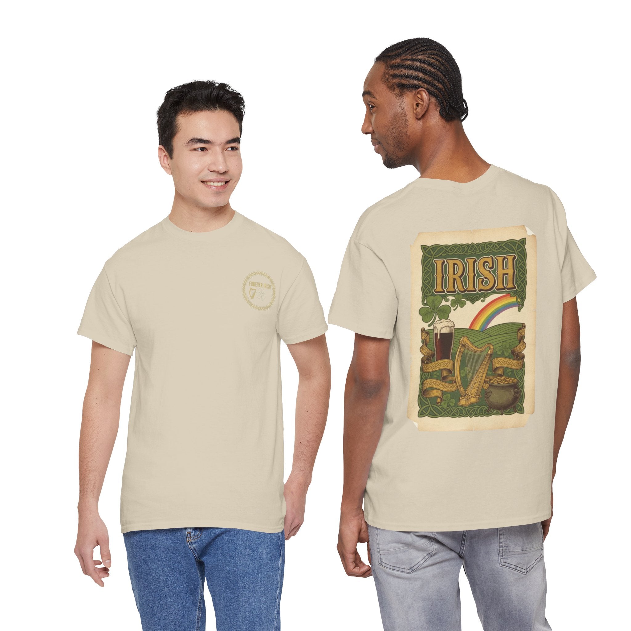 Irish Vintage Poster Tee — St. Patrick's Day Shamrock & Rainbow Graphic Shirt