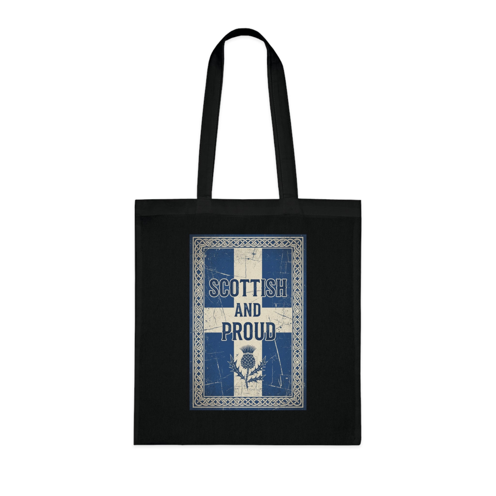 Scottish and Proud Tote Bag — Vintage Flag Thistle Cotton Tote