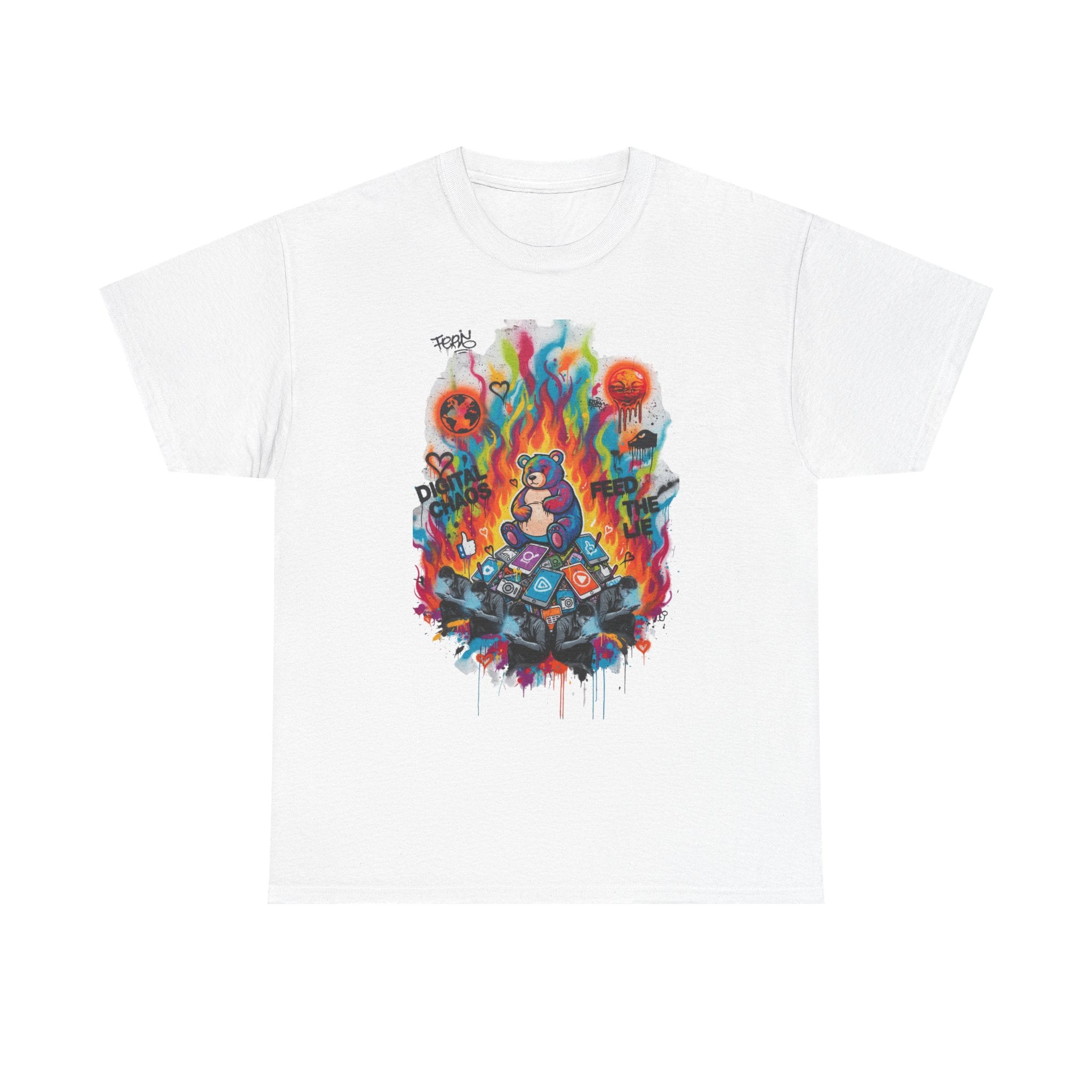Colourful Cat Bonfire Graphic Tee