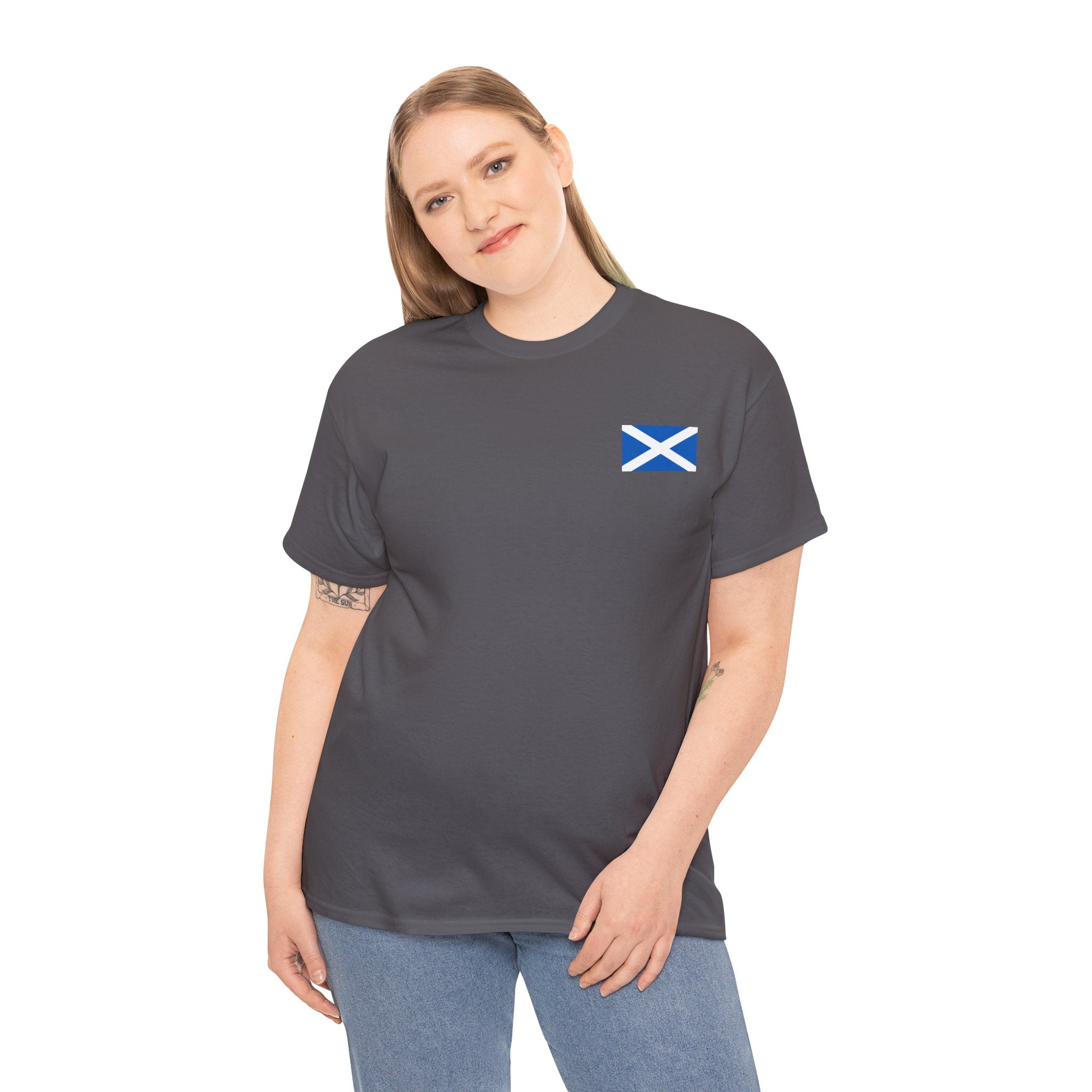 Scottish and Proud T-Shirt — Stag Crest with Saltire Flag