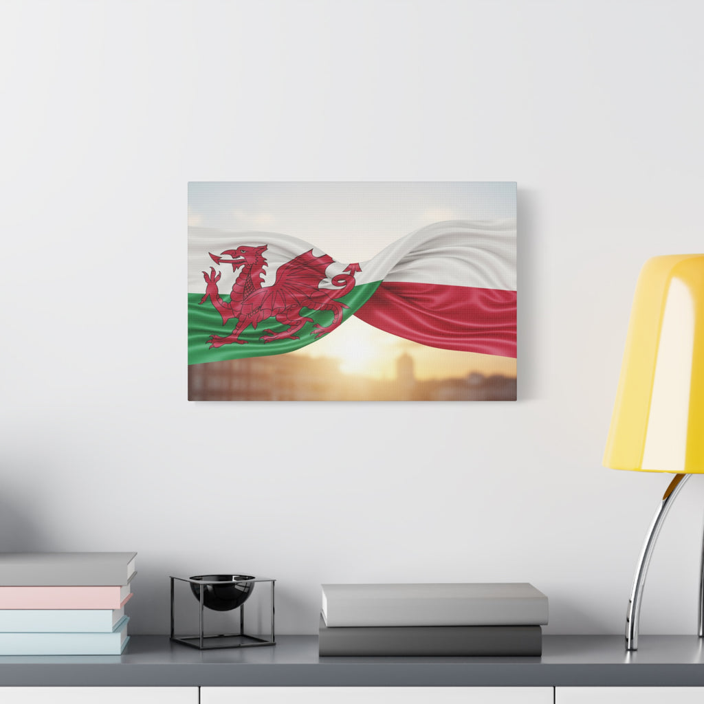Welsh & Polish Flag Canvas Print — Stretched Matte Wall Art