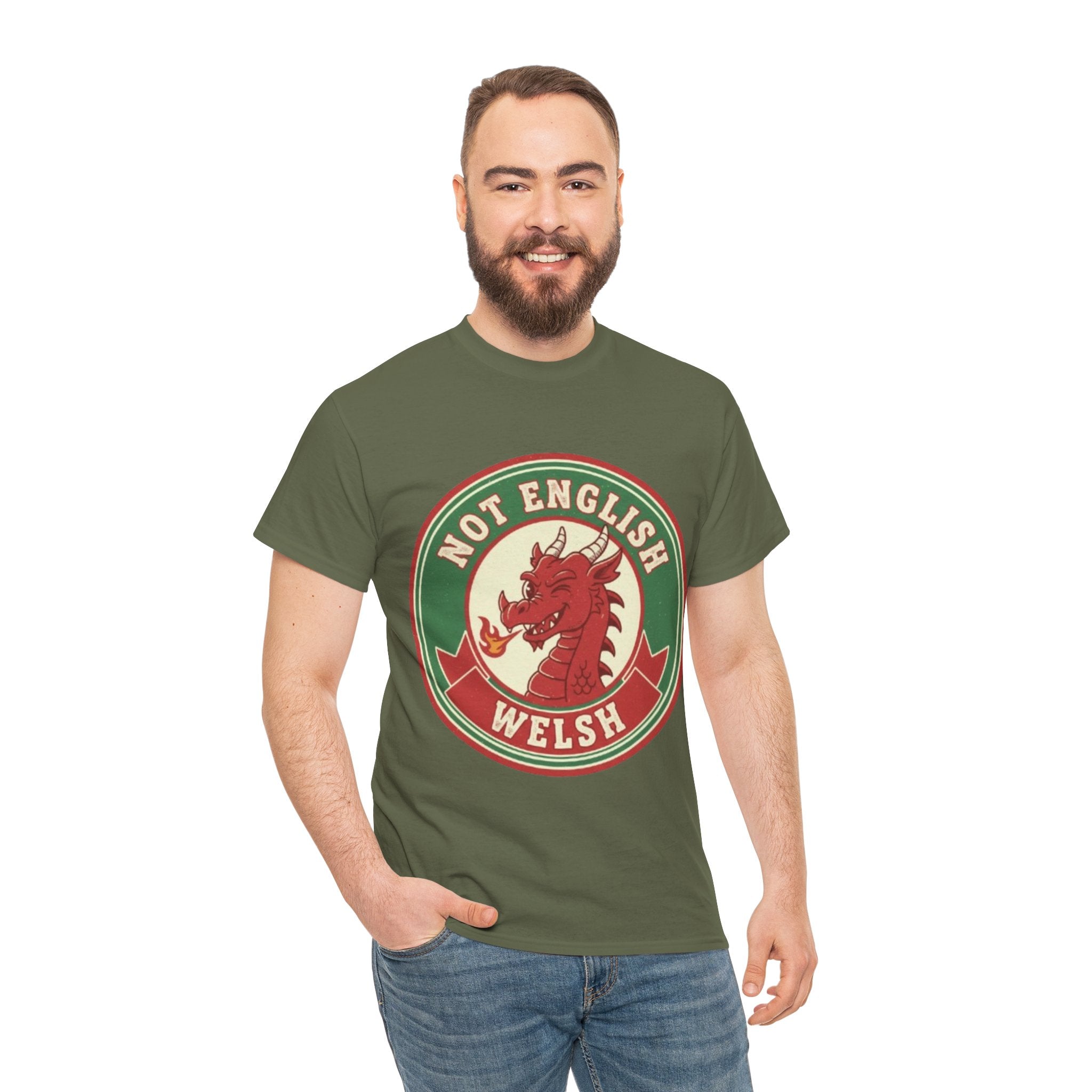 Not English Welsh T‑Shirt — Funny Wales Dragon Tee for Welsh Pride