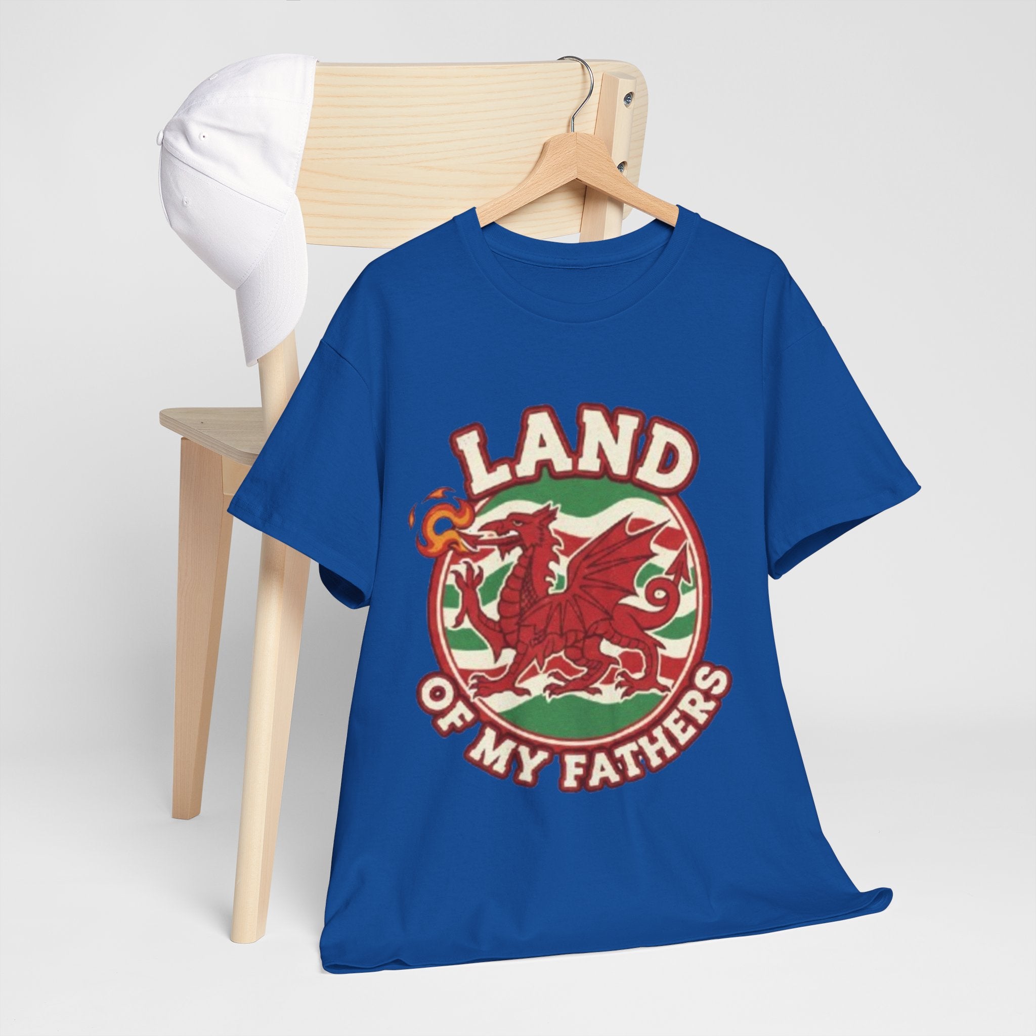 Land of My Fathers T‑Shirt — Welsh Dragon Vintage Crest Tee