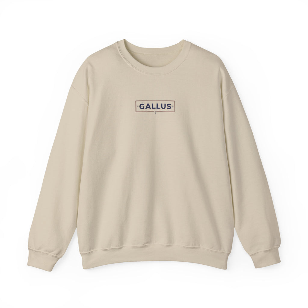 Crewneck Sweatshirt — Gallus Minimal Logo & Retro Arch “Don’t Look… It Is A Long Way Up”