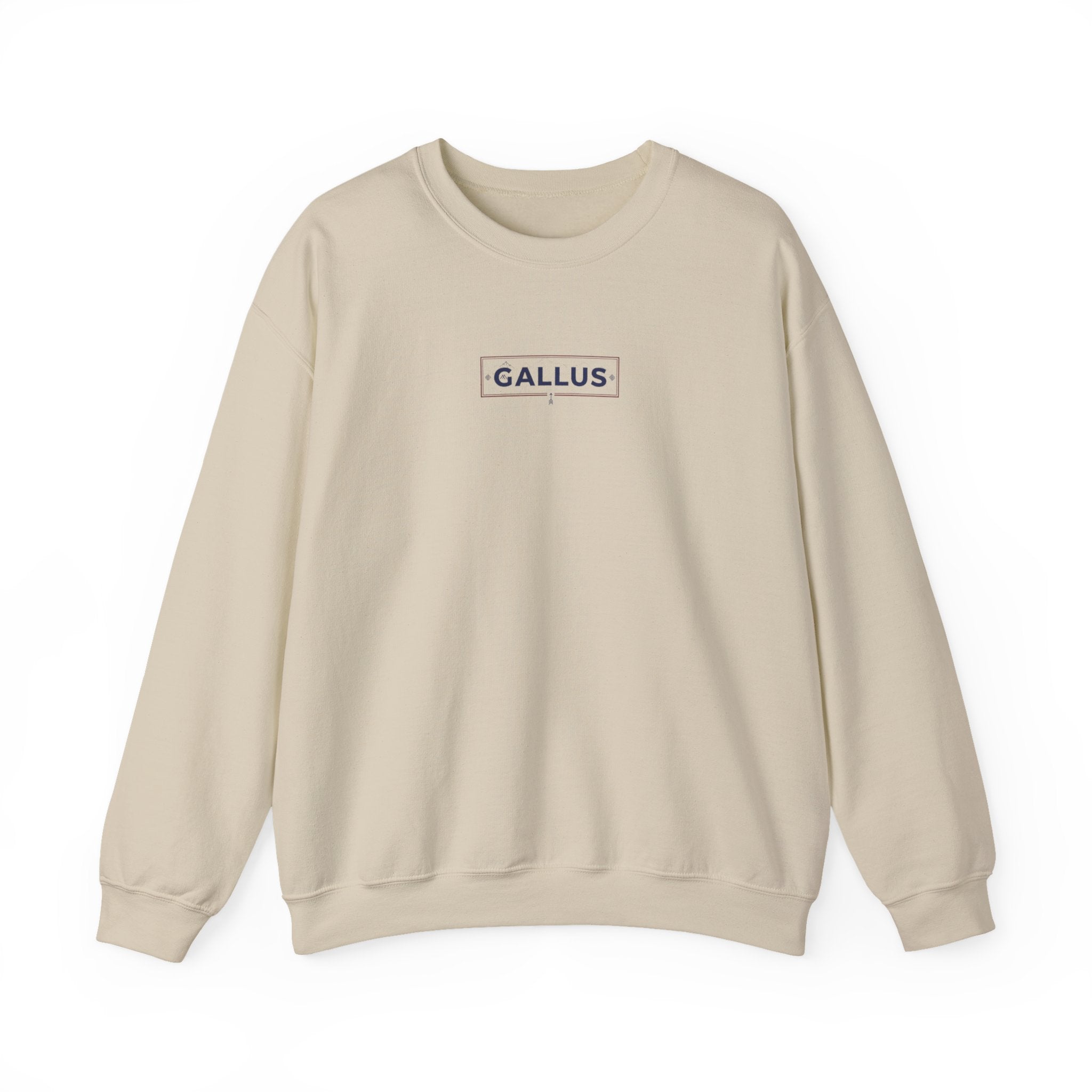 Crewneck Sweatshirt — Gallus Minimal Logo & Retro Arch “Don’t Look… It Is A Long Way Up”