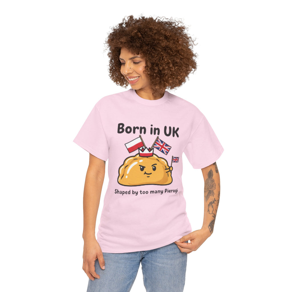 Born in UK Pierogi T‑Shirt — Funny Polish‑British Pride Tee
